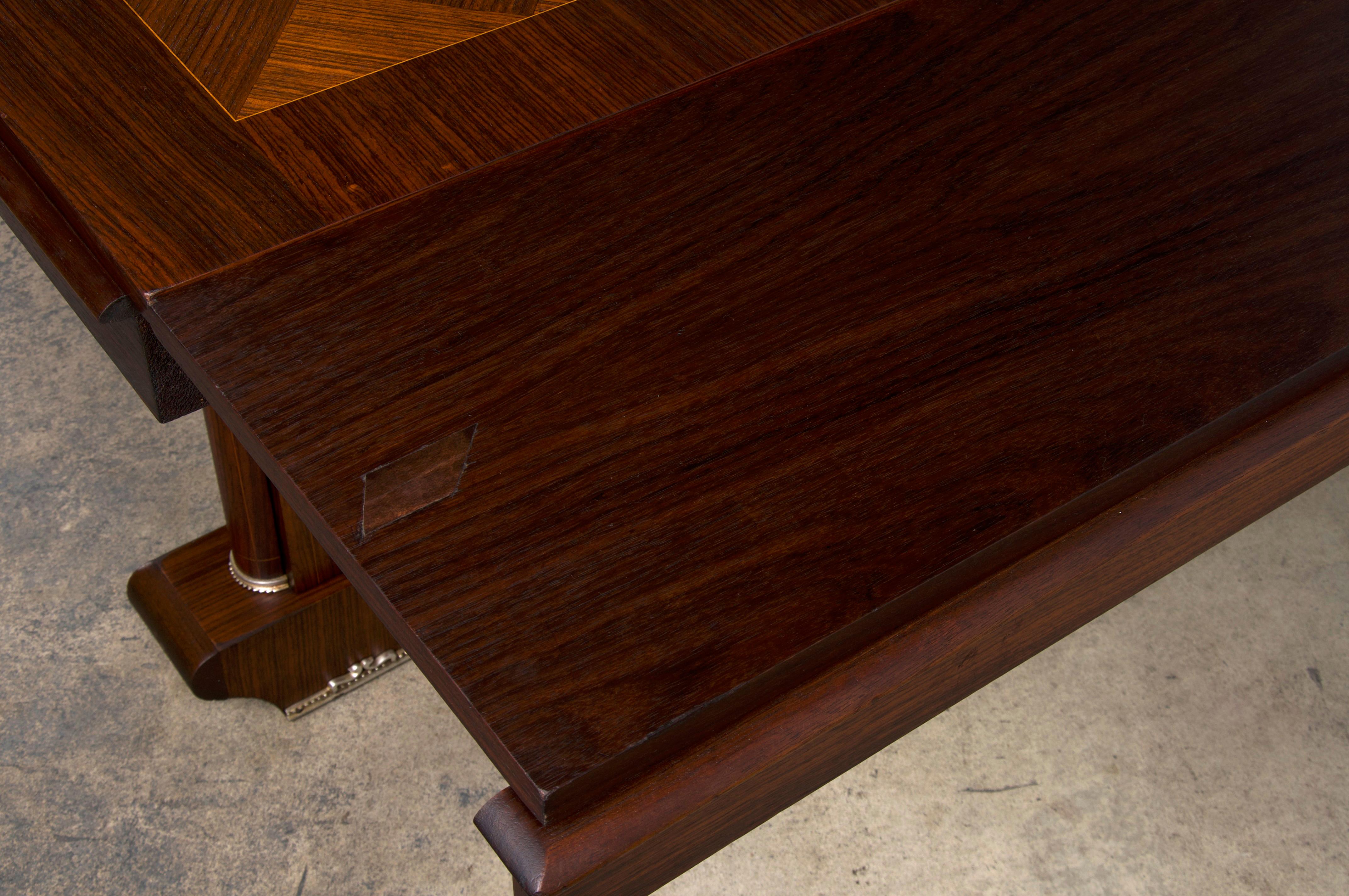 1930s French Jules Leleu Art Deco Rosewood Extendable Dining Table 11