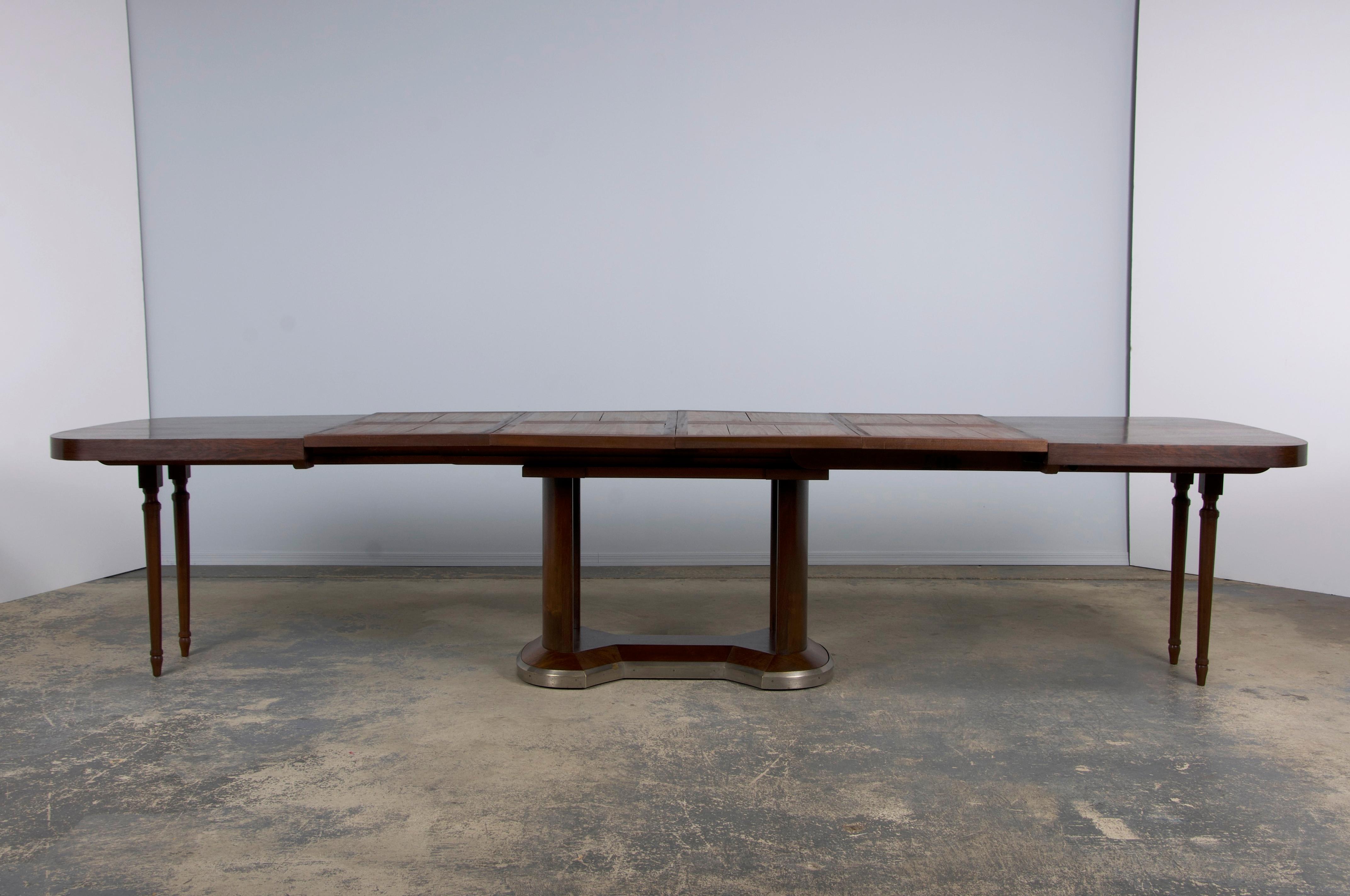 1930s French Jules Leleu Art Deco Rosewood Extendable Dining Table 9
