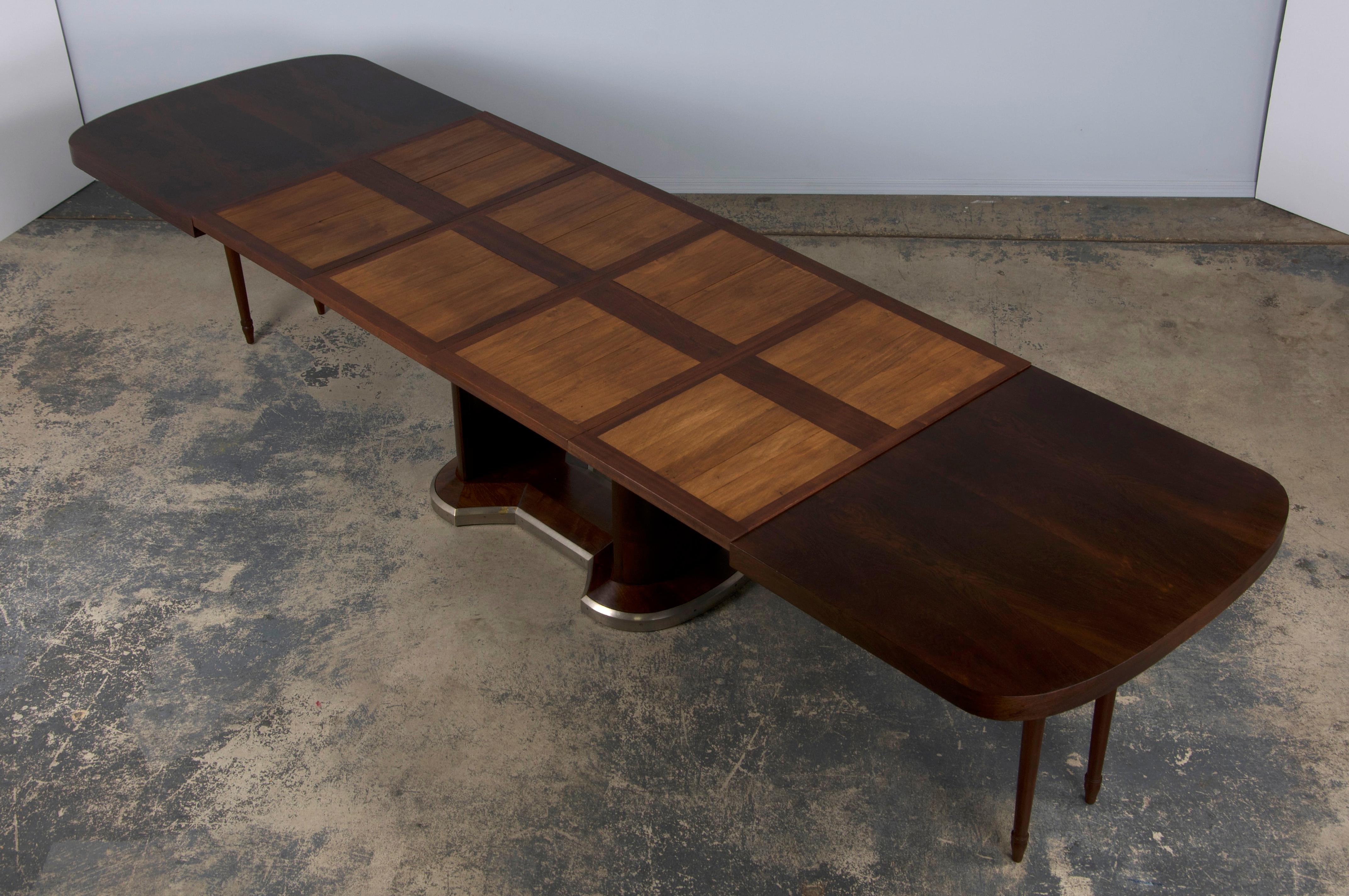 1930s French Jules Leleu Art Deco Rosewood Extendable Dining Table 10