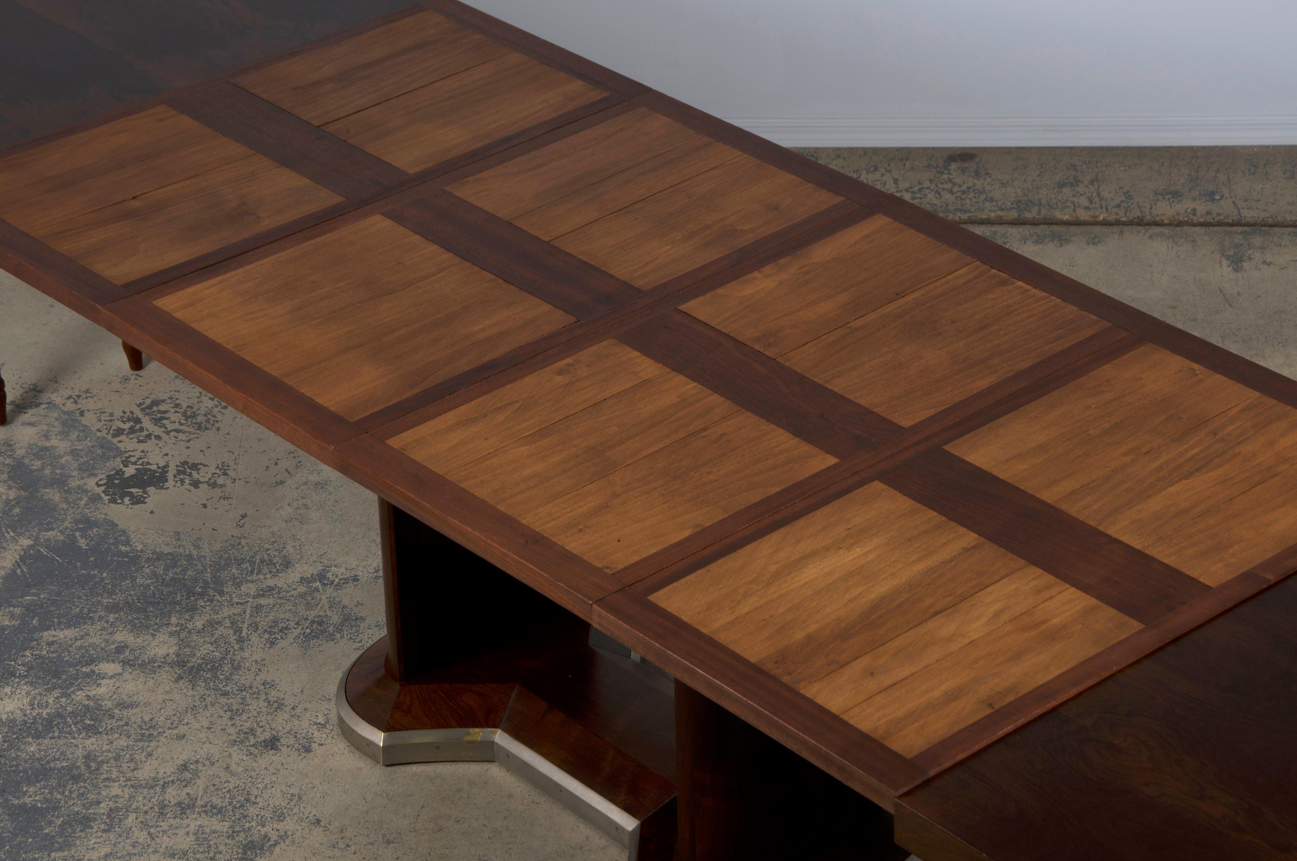1930s French Jules Leleu Art Deco Rosewood Extendable Dining Table 11