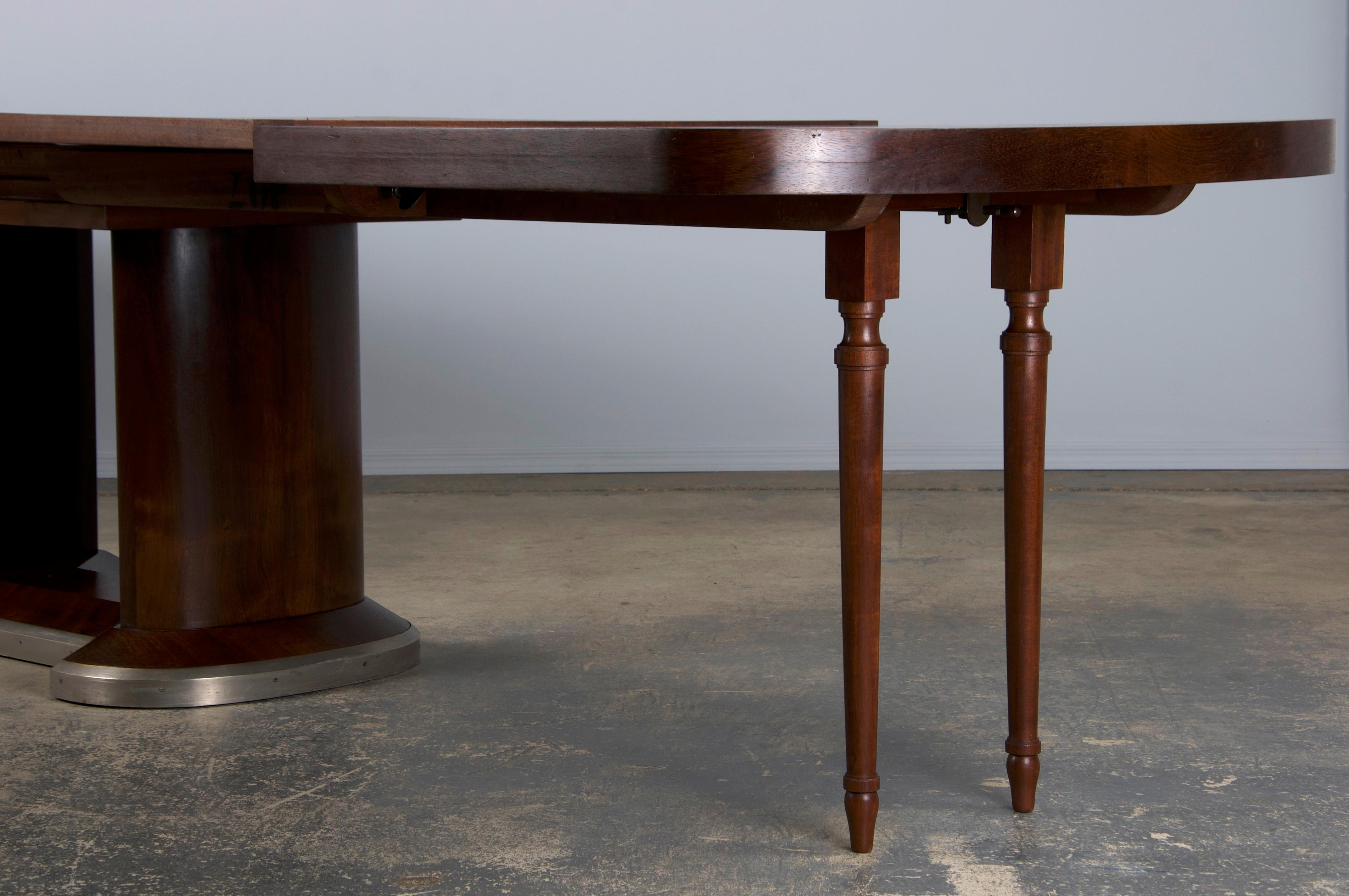 1930s French Jules Leleu Art Deco Rosewood Extendable Dining Table 13