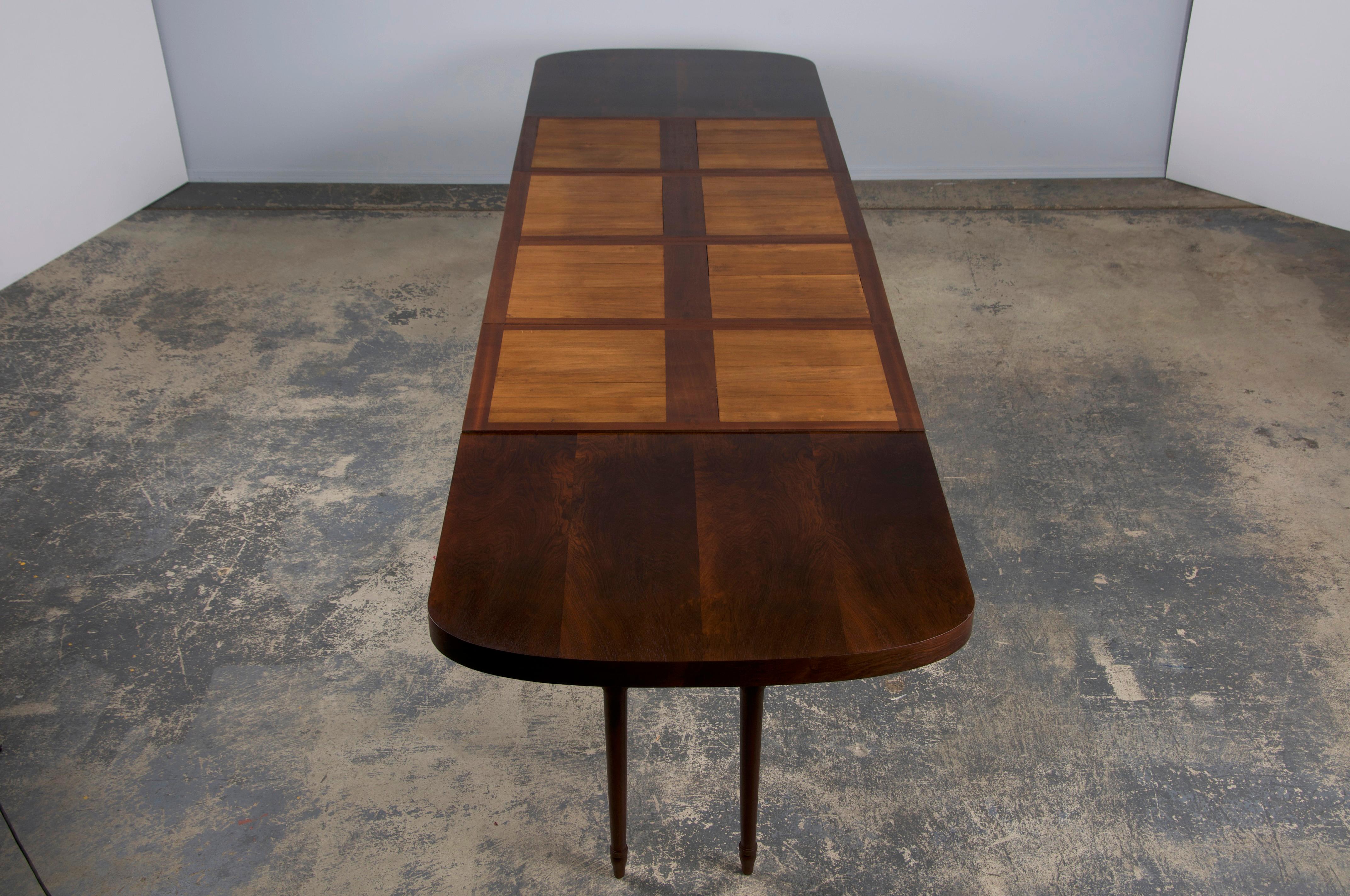 1930s French Jules Leleu Art Deco Rosewood Extendable Dining Table 14
