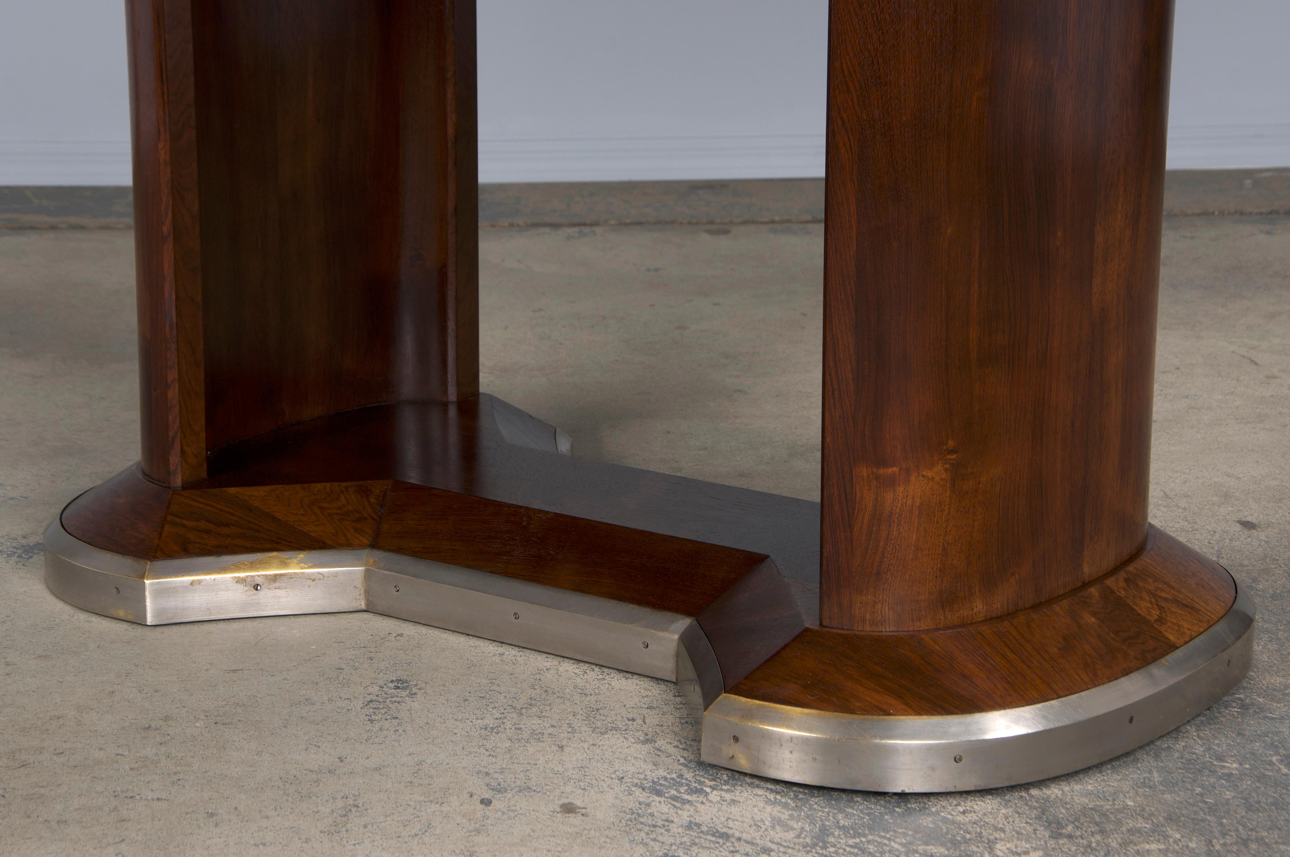 Hand-Crafted 1930s French Jules Leleu Art Deco Rosewood Extendable Dining Table