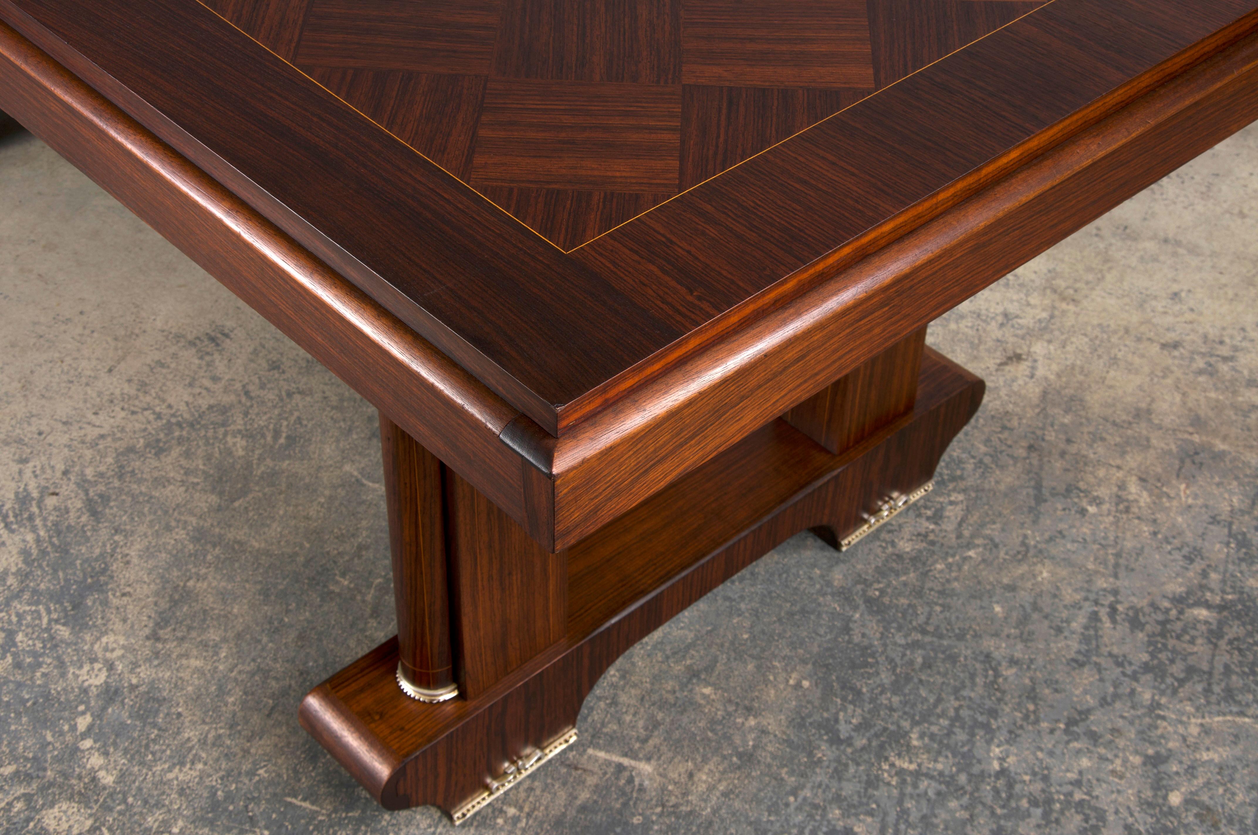1930s French Jules Leleu Art Deco Rosewood Extendable Dining Table 2
