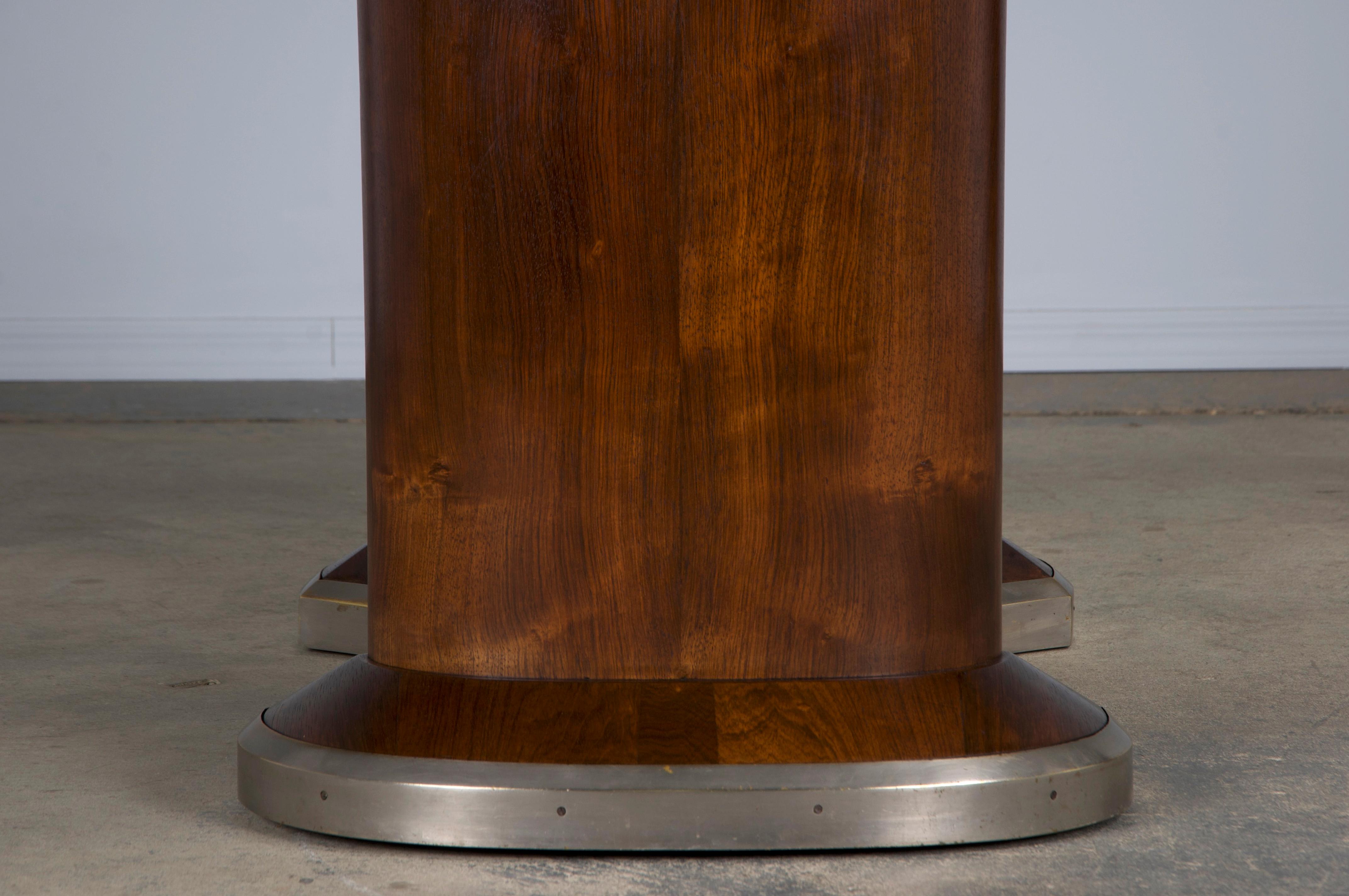 Chrome 1930s French Jules Leleu Art Deco Rosewood Extendable Dining Table
