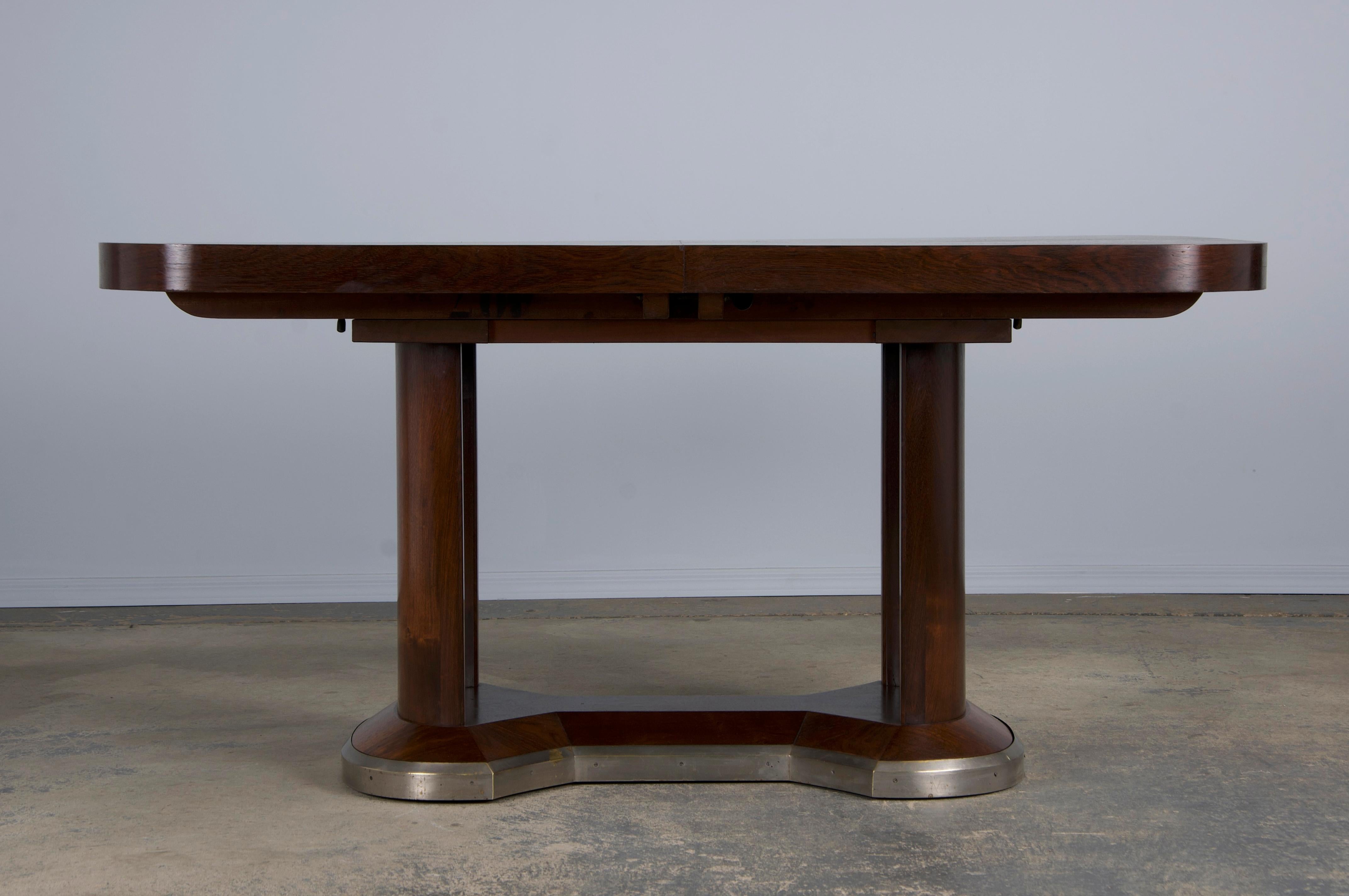 1930s French Jules Leleu Art Deco Rosewood Extendable Dining Table 1