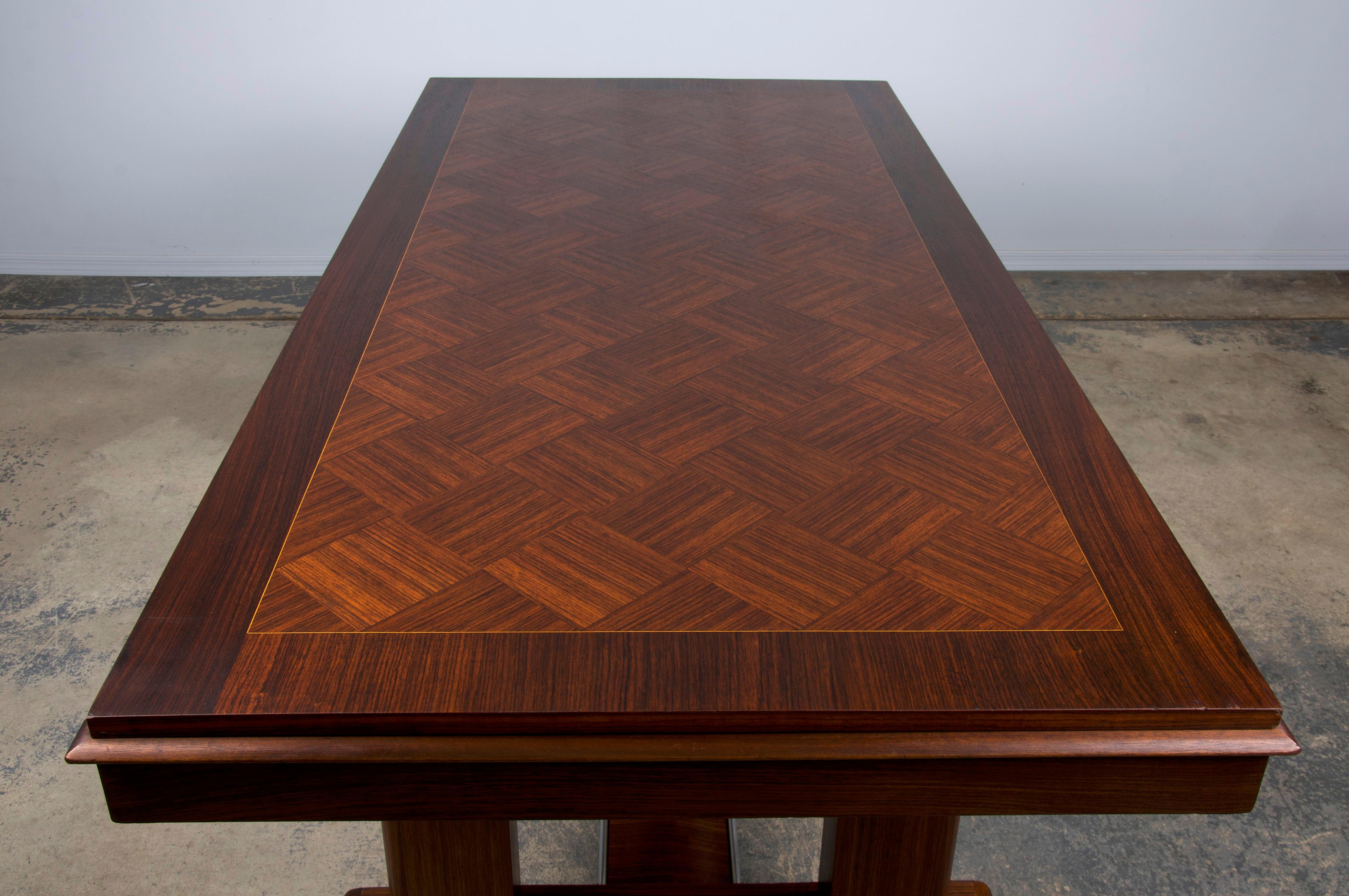 1930s French Jules Leleu Art Deco Rosewood Extendable Dining Table 5