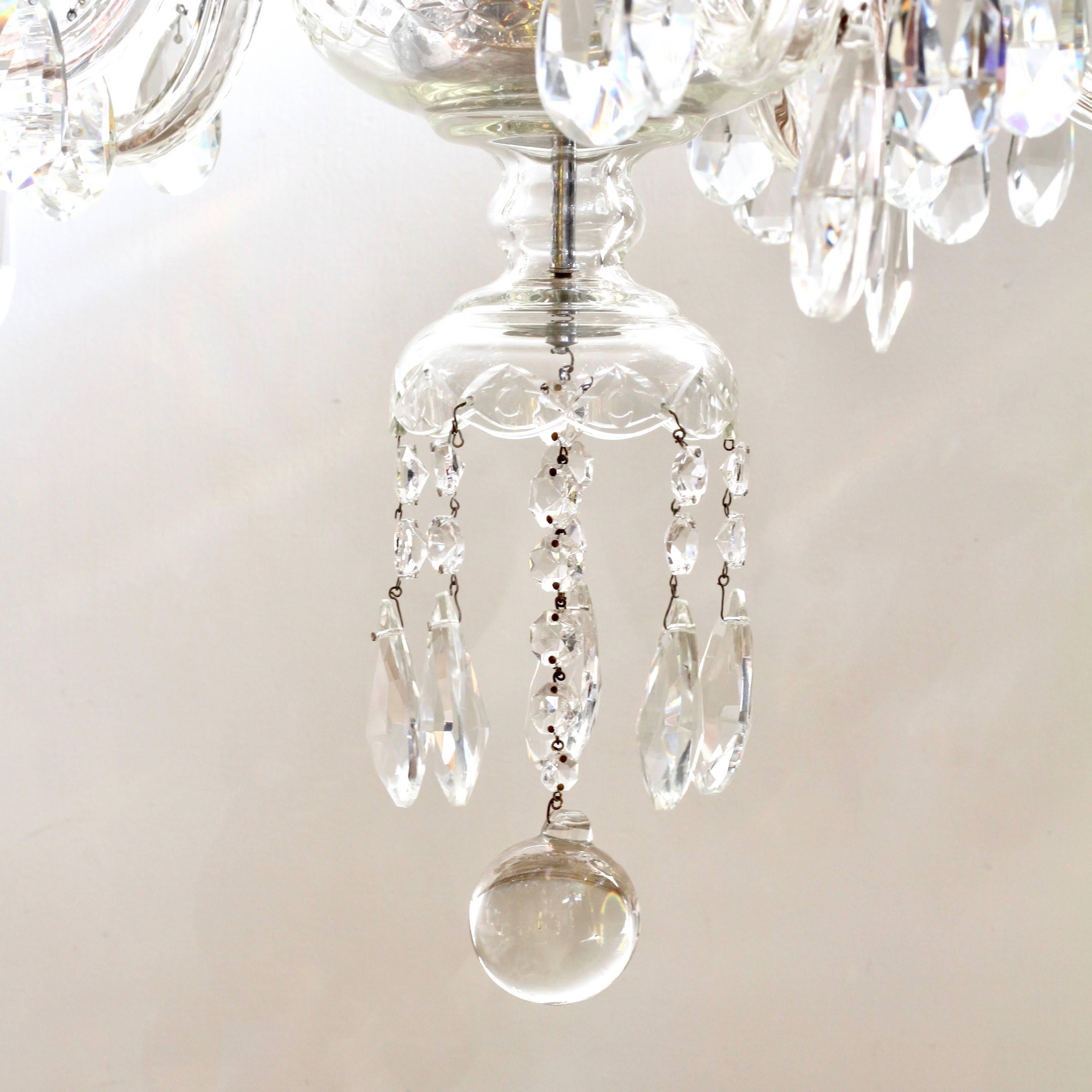 1930s French Large Bohemian Crystal Swan Neck Chandelier with Cut Crystal Drops 6
