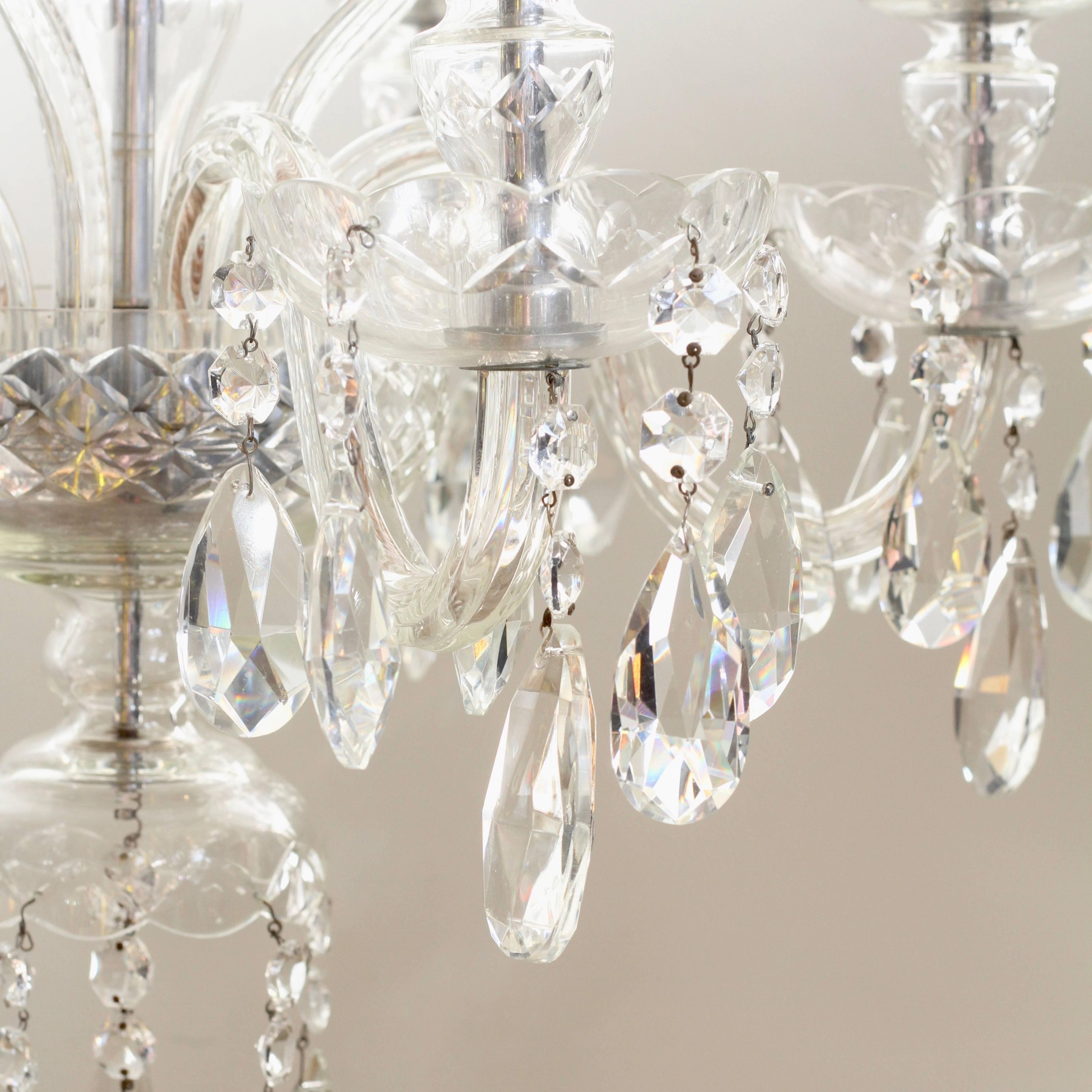 1930s French Large Bohemian Crystal Swan Neck Chandelier With Cut 1930s French Large Bohemian Crystal Swan Neck Chandelier With Cut Drops At 1stdibs