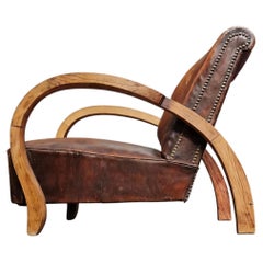 1930s French Leather armchair/clubchair