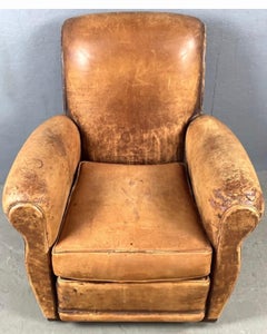 Sillón de club francés de cuero de los años 30