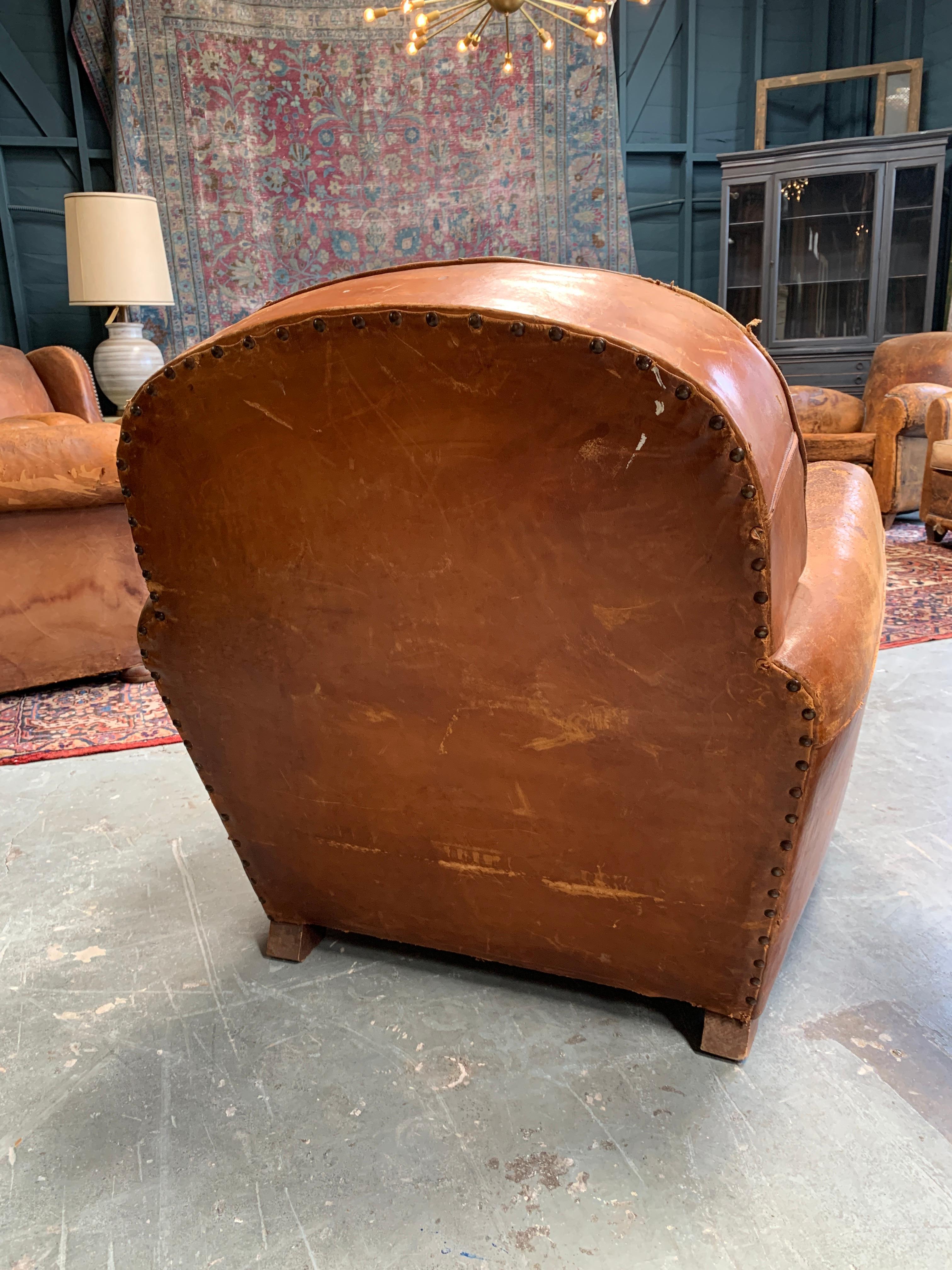 Mid-20th Century 1930s French Leather Club Chair