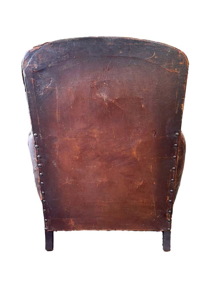 1930s French Leather Club Chair with Zebra Hide Seat In Good Condition In Wichita, KS