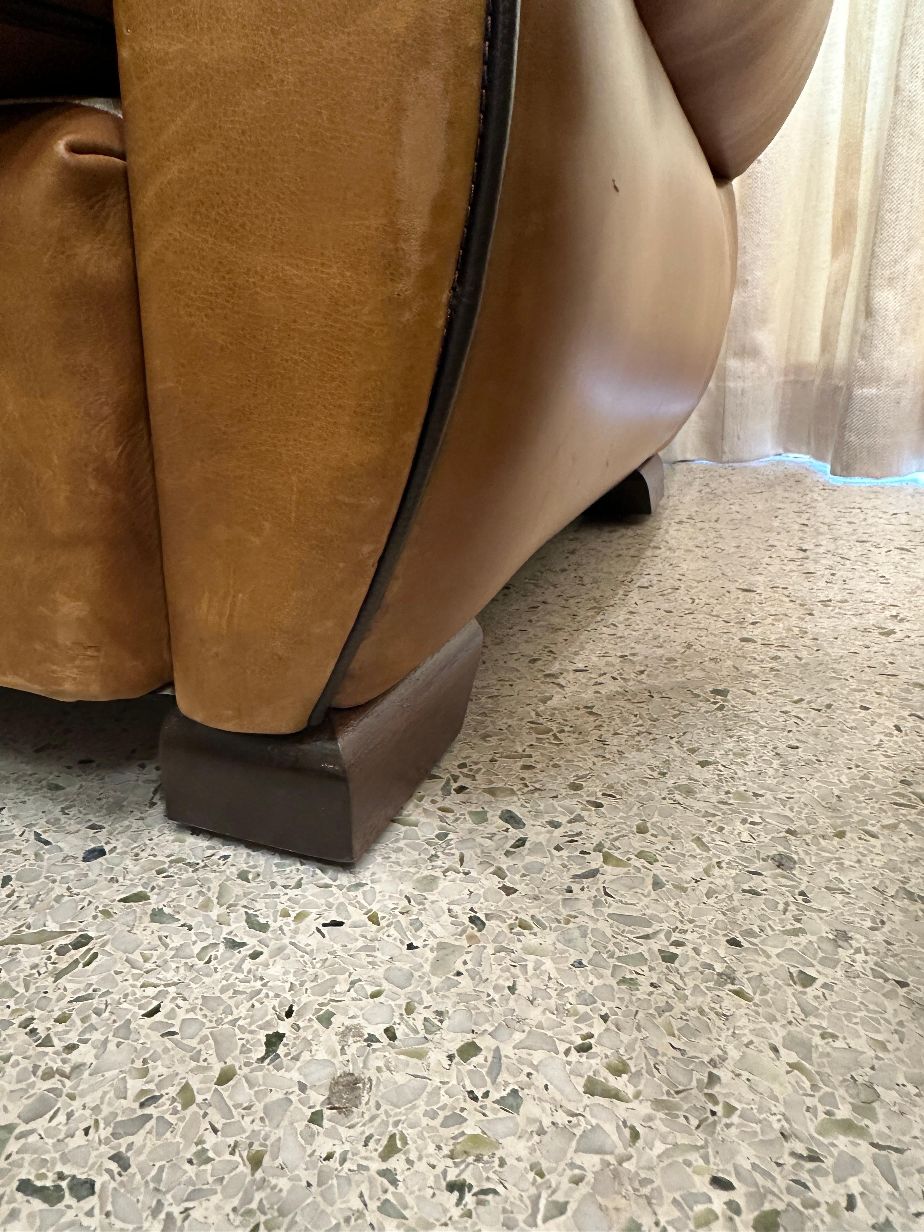 1930's French Leather Club Chairs, PAIR For Sale 5