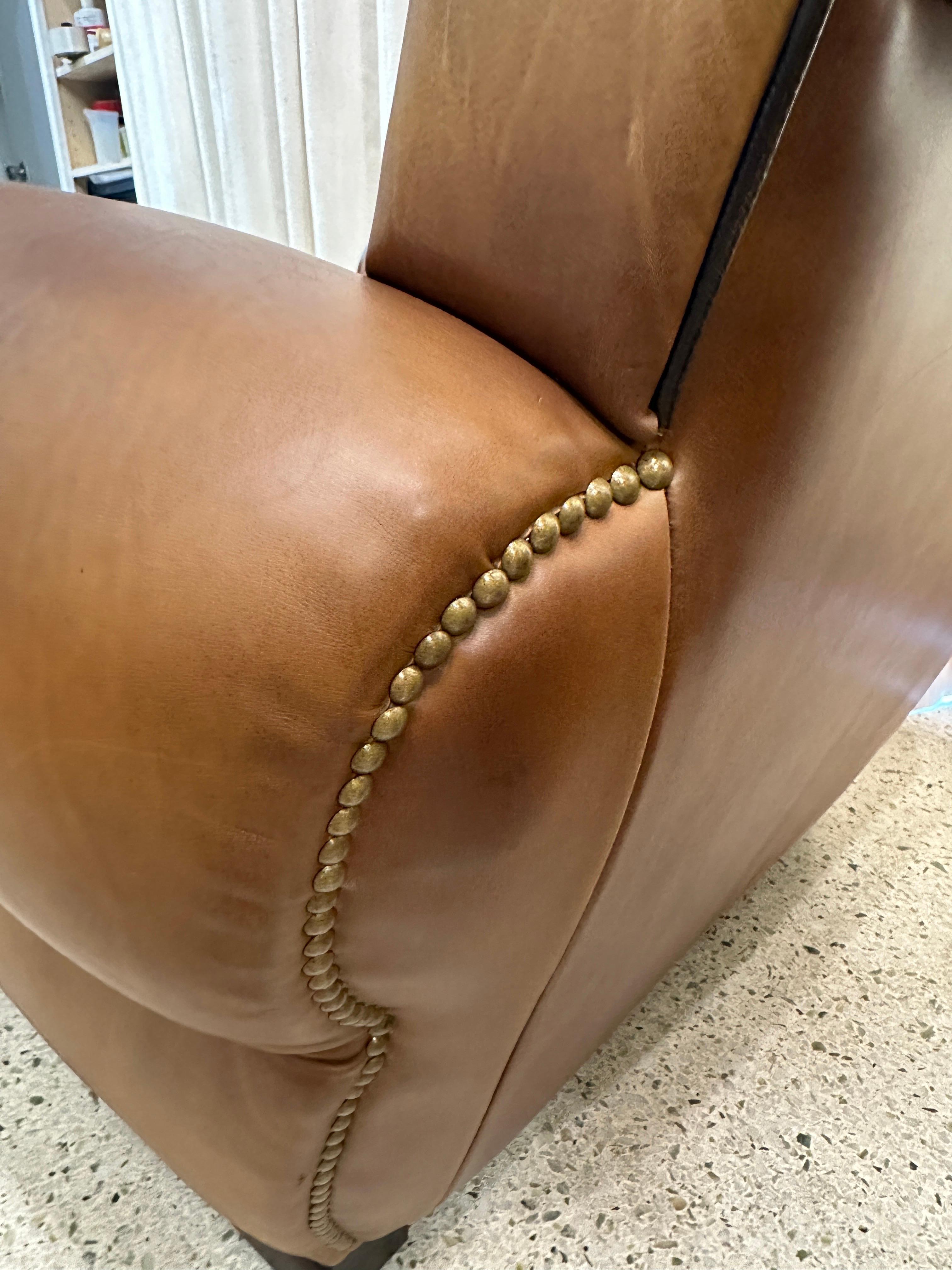 1930's French Leather Club Chairs, PAIR For Sale 11