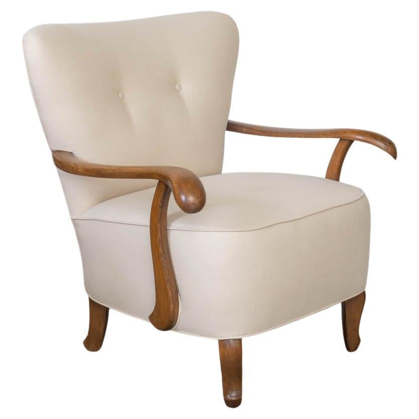 Poltrona francese in lino degli anni 
30 in vendita