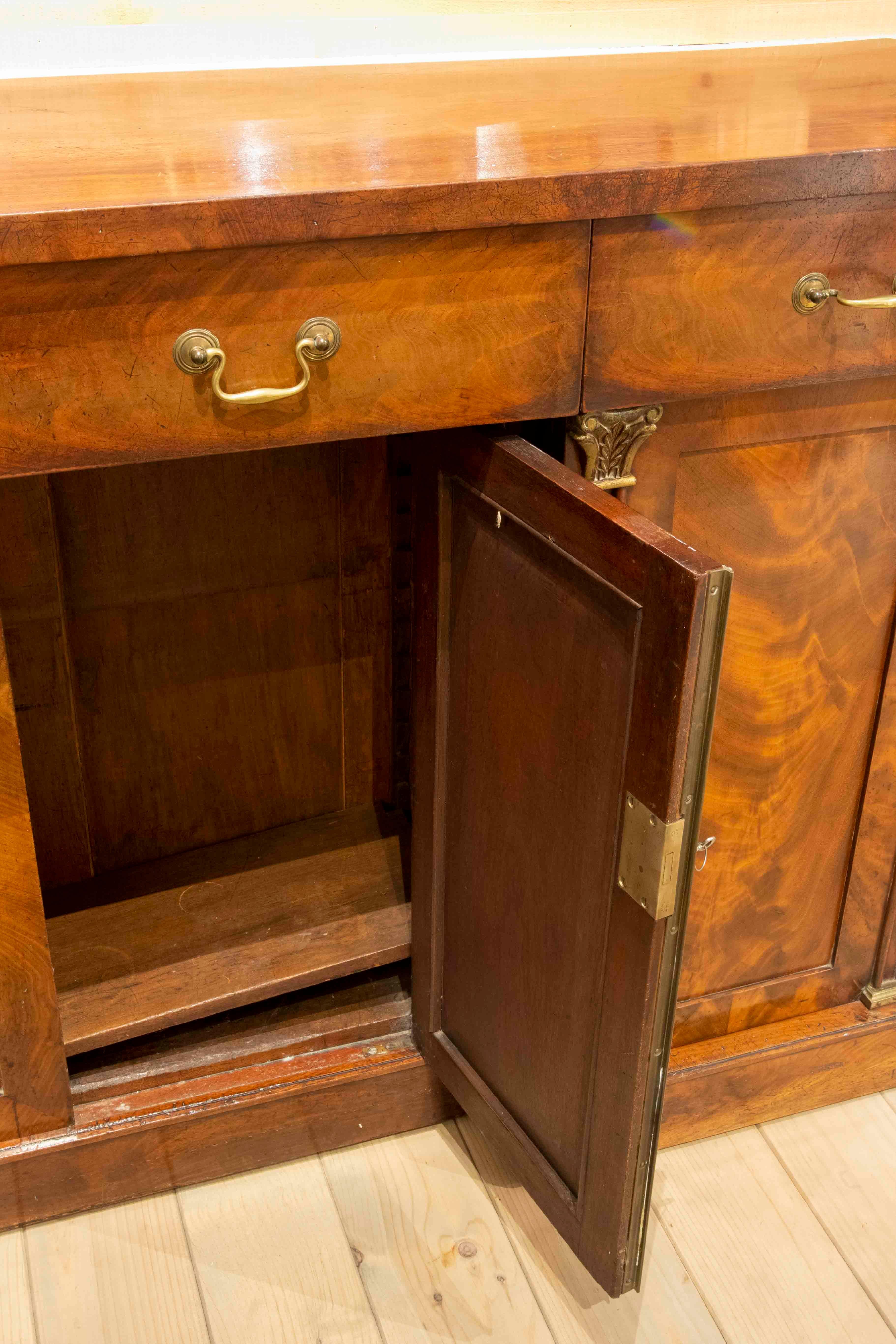 1930s French Mahogany Sideboard with Bronze Handles and Locks 2