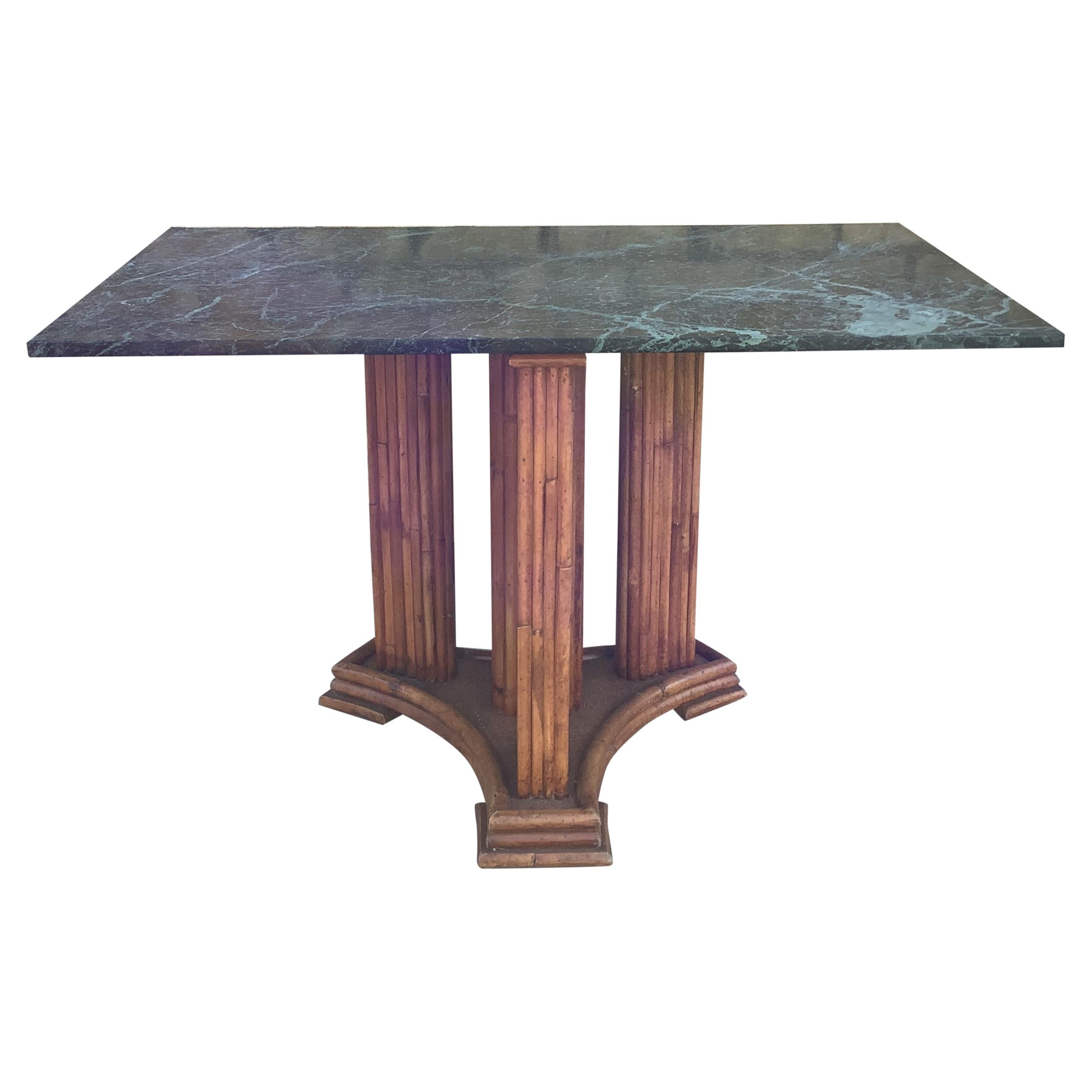 1930’s French Marble & bamboo dinning table For Sale