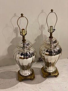 1930’s French Mercury Glass Table Lamps Pair