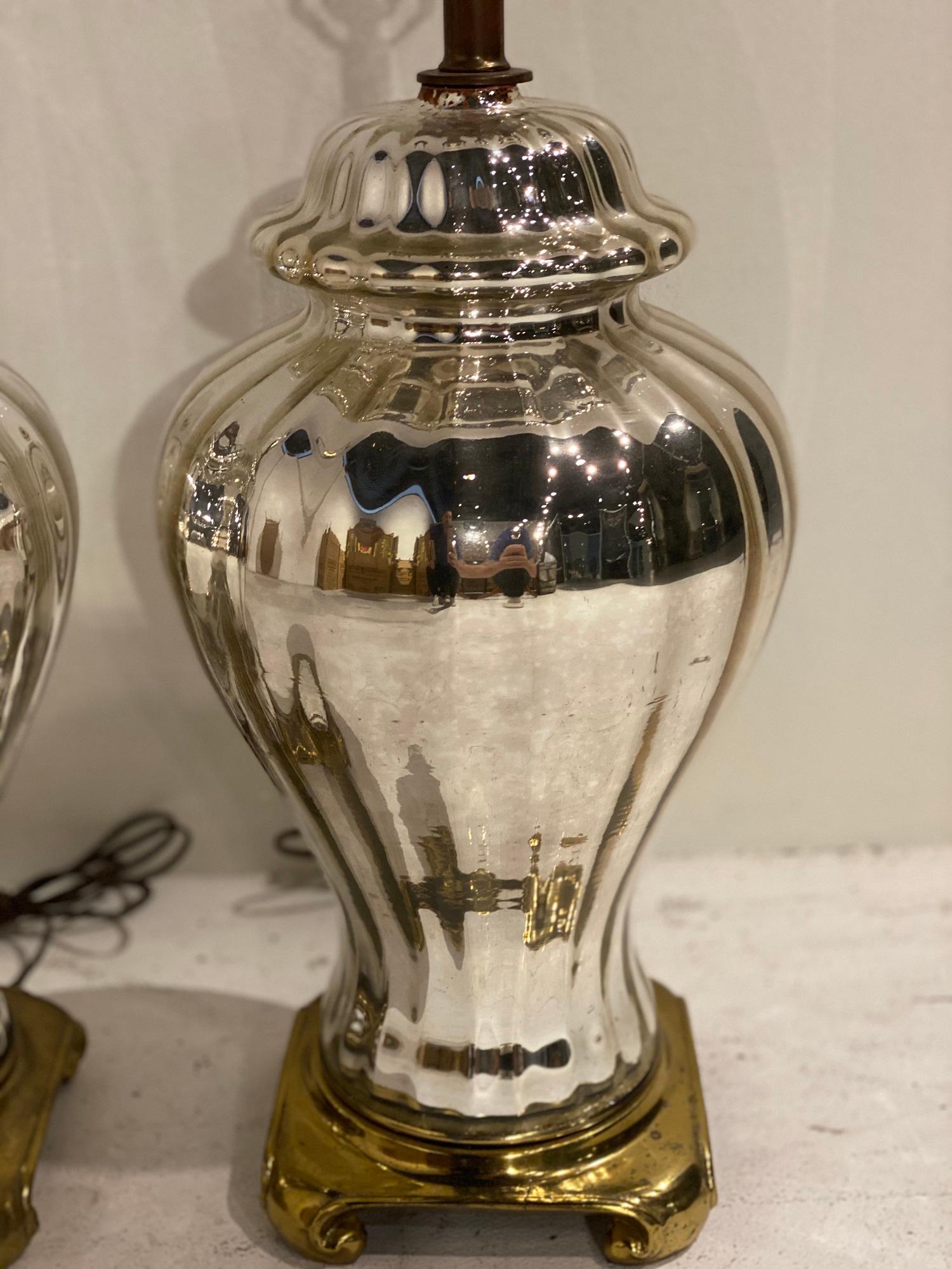 Mid-Century Modern 1930’s French Mercury Glass Table Lamps For Sale