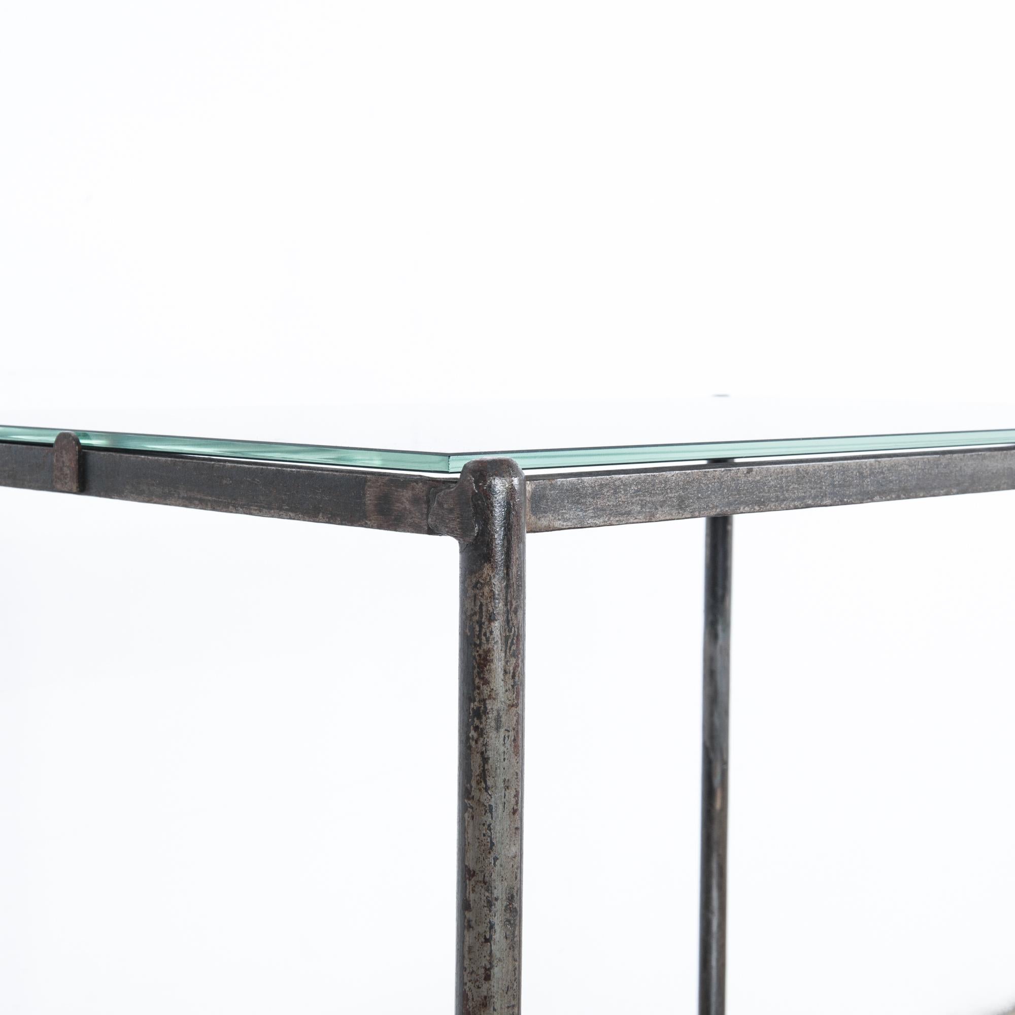 1930s French Metal Table with Black Glass Top 3