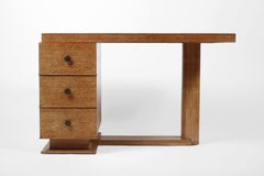 Scrivania modernista francese degli anni '30 in Oak Oak sbiancato e cerato