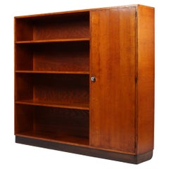 Antique 1930s French Modernist Oak Bookcase
