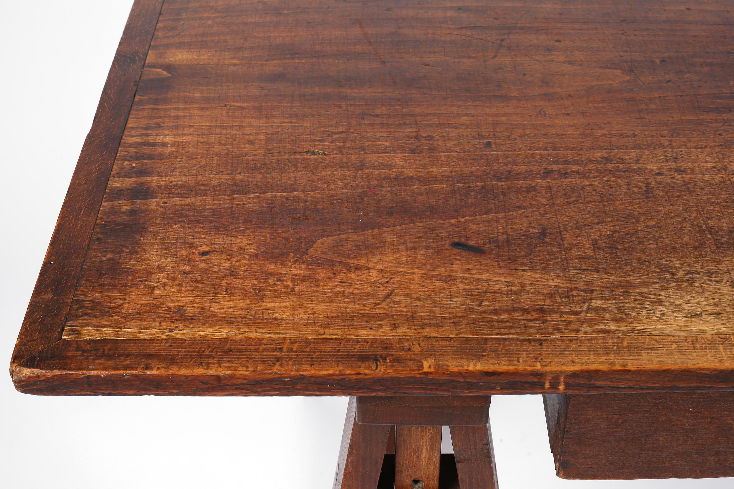 1930s French Oak Architect's Trestle Desk 3