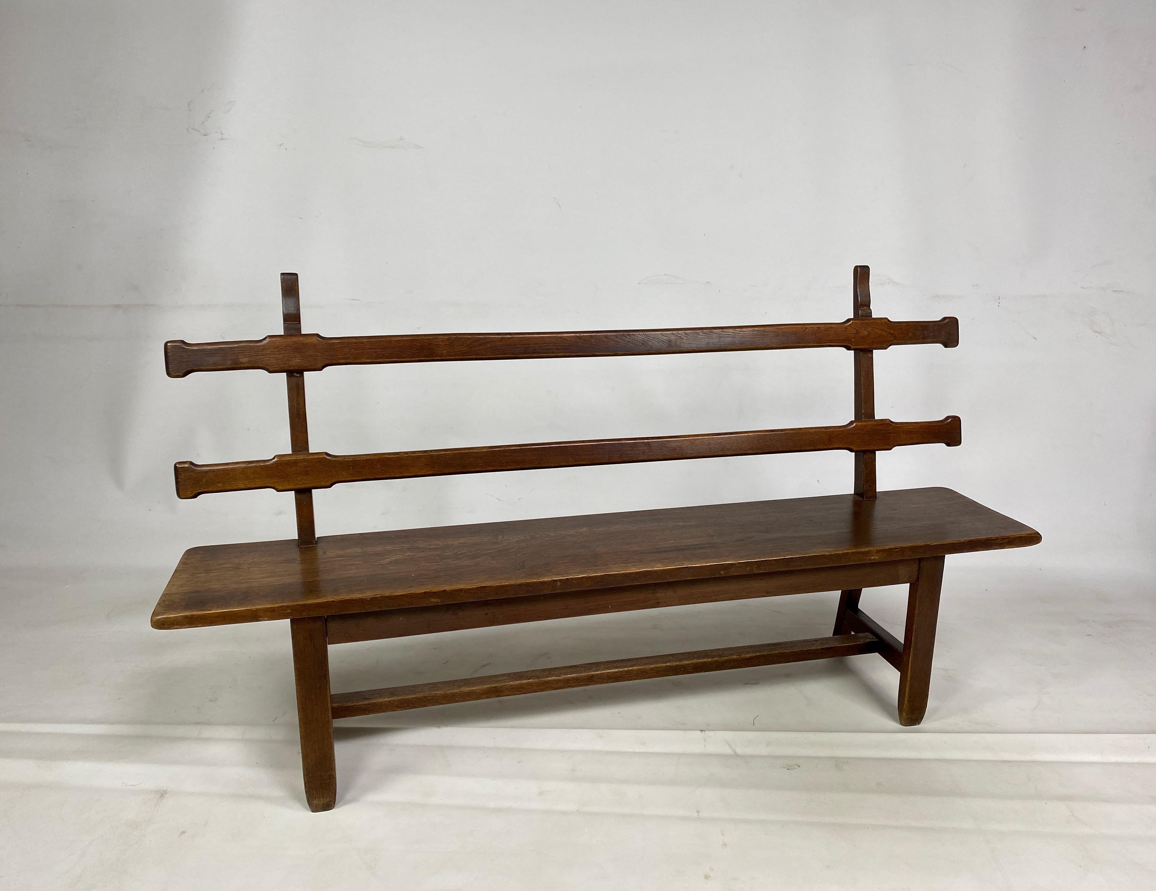 Arts and Crafts 1930S French Oak Bench For Sale