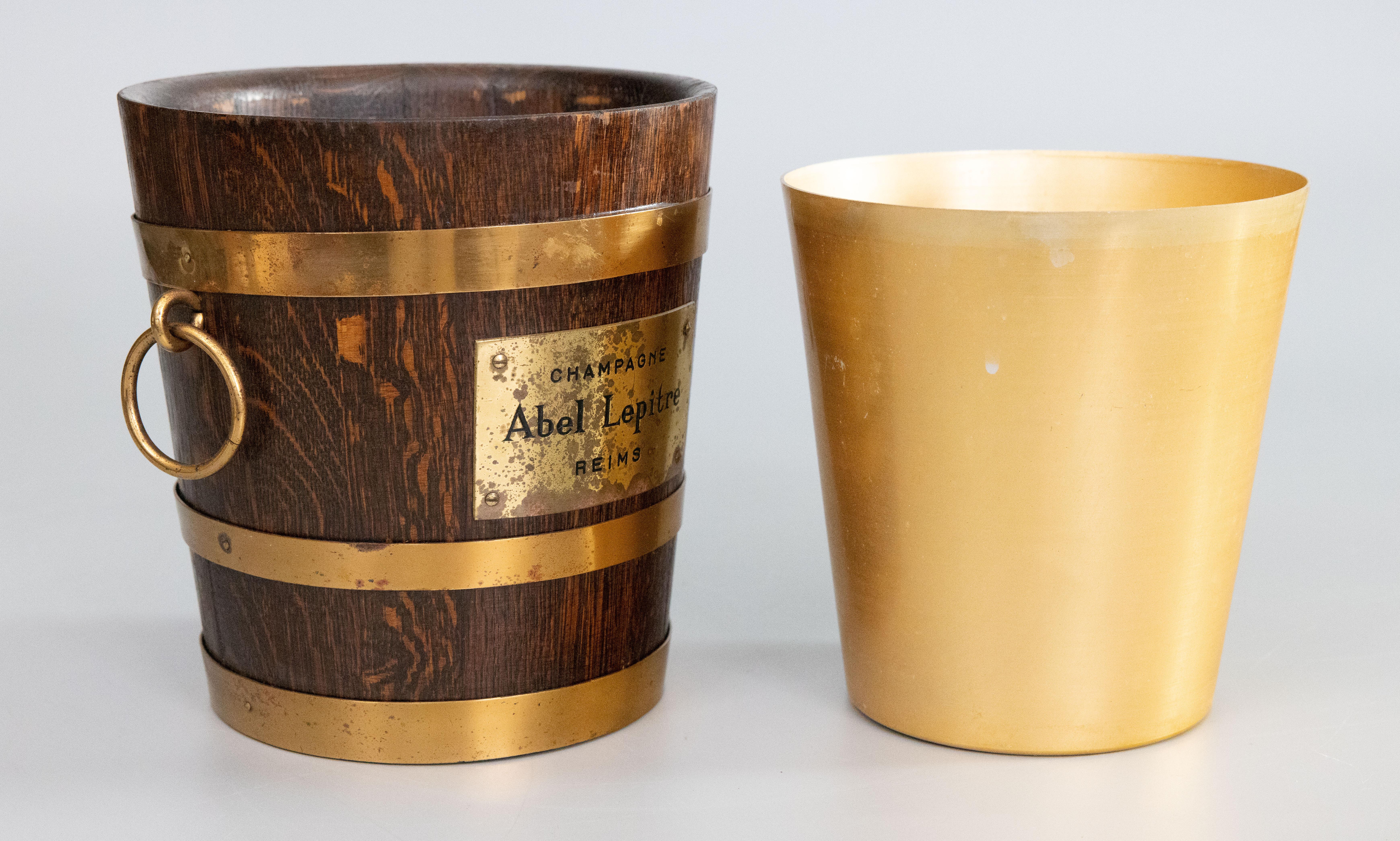 Mid-20th Century 1930s French Oak & Brass Coopered Barrel Wine Cooler Champagne Ice Bucket
