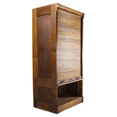 1930's French Oak Notaires Tambour Fronted Cabinet