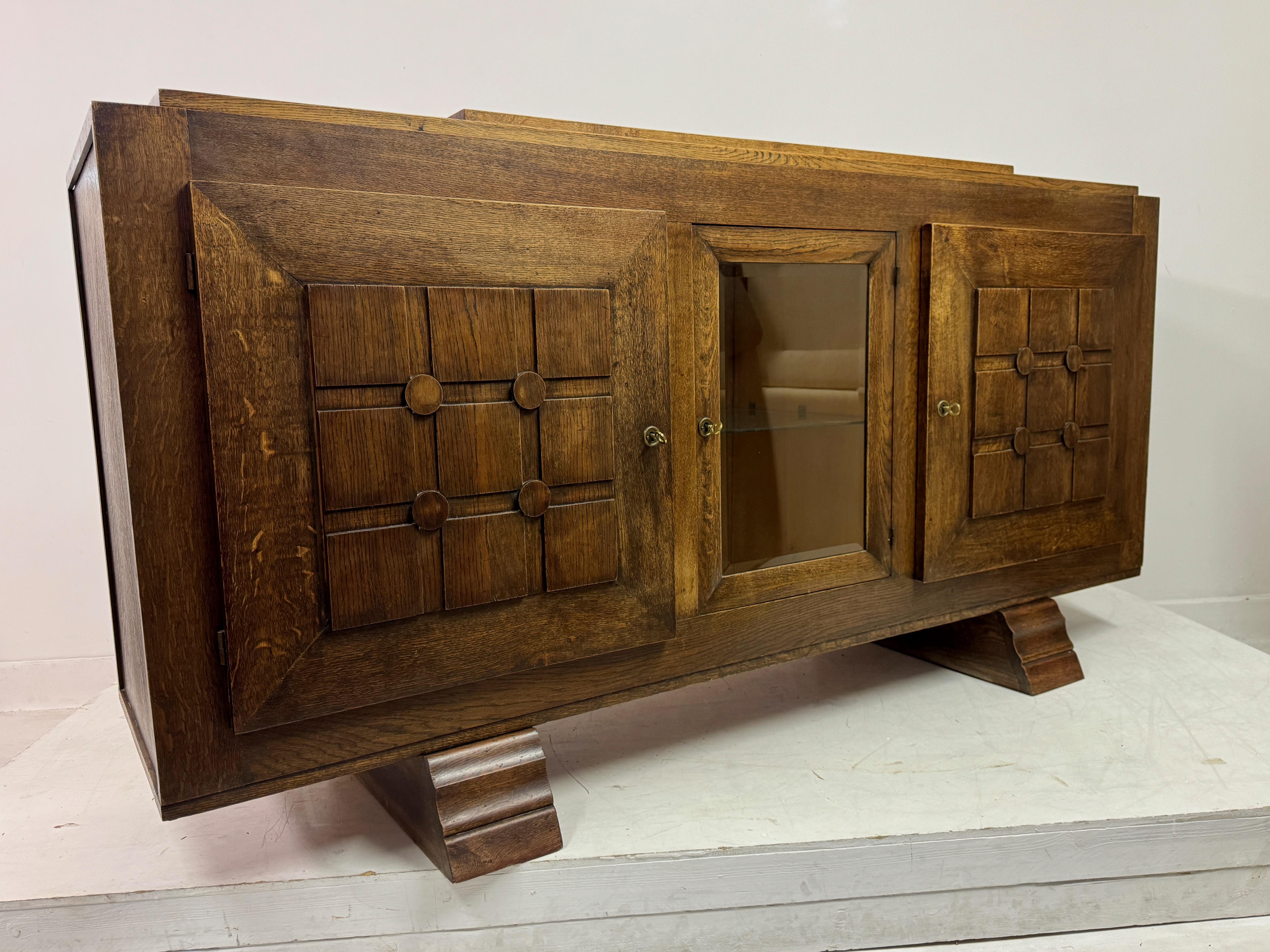 1930s French Oak Sideboard By Gaston Poisson For Sale 6