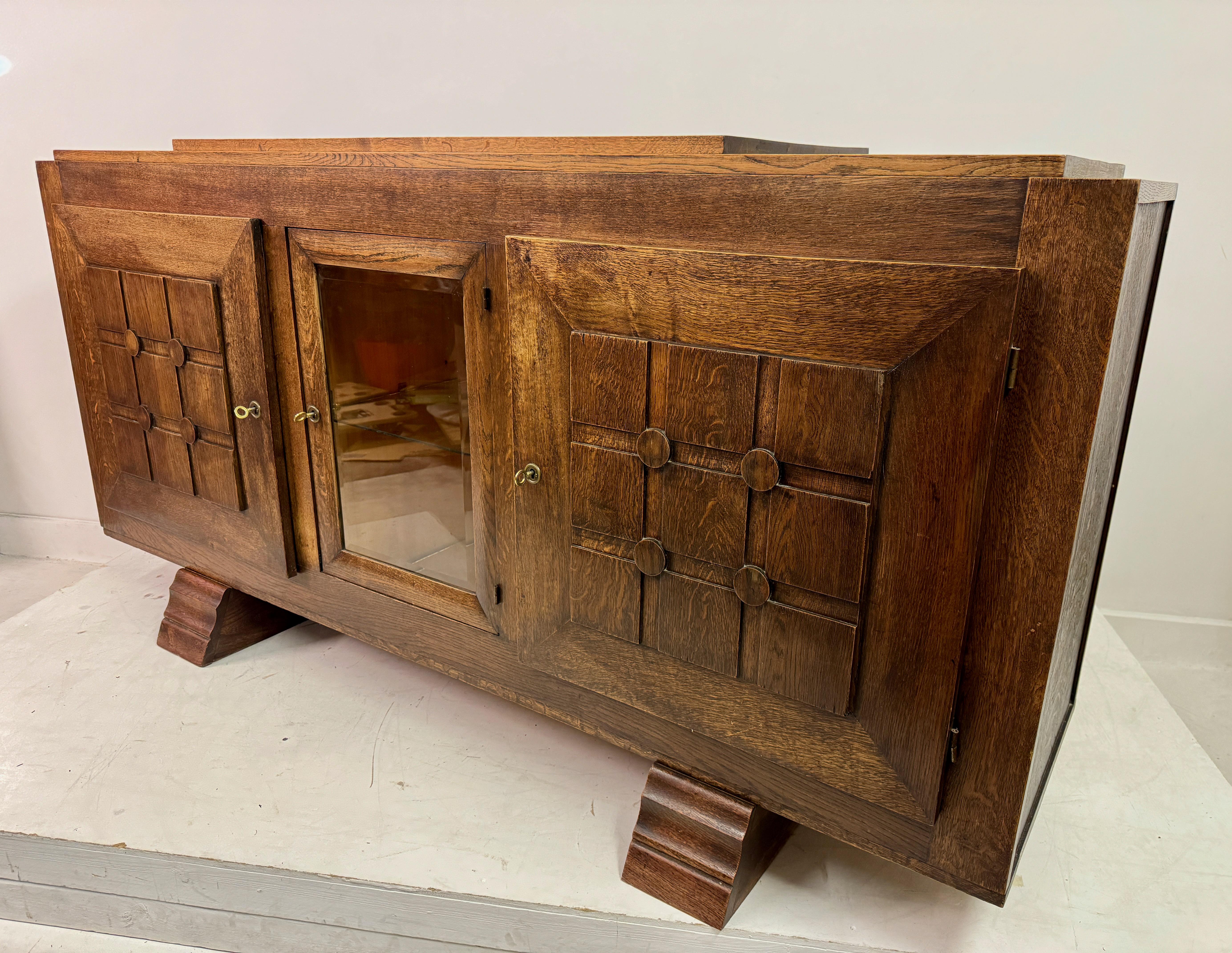 1930s French Oak Sideboard By Gaston Poisson For Sale 9