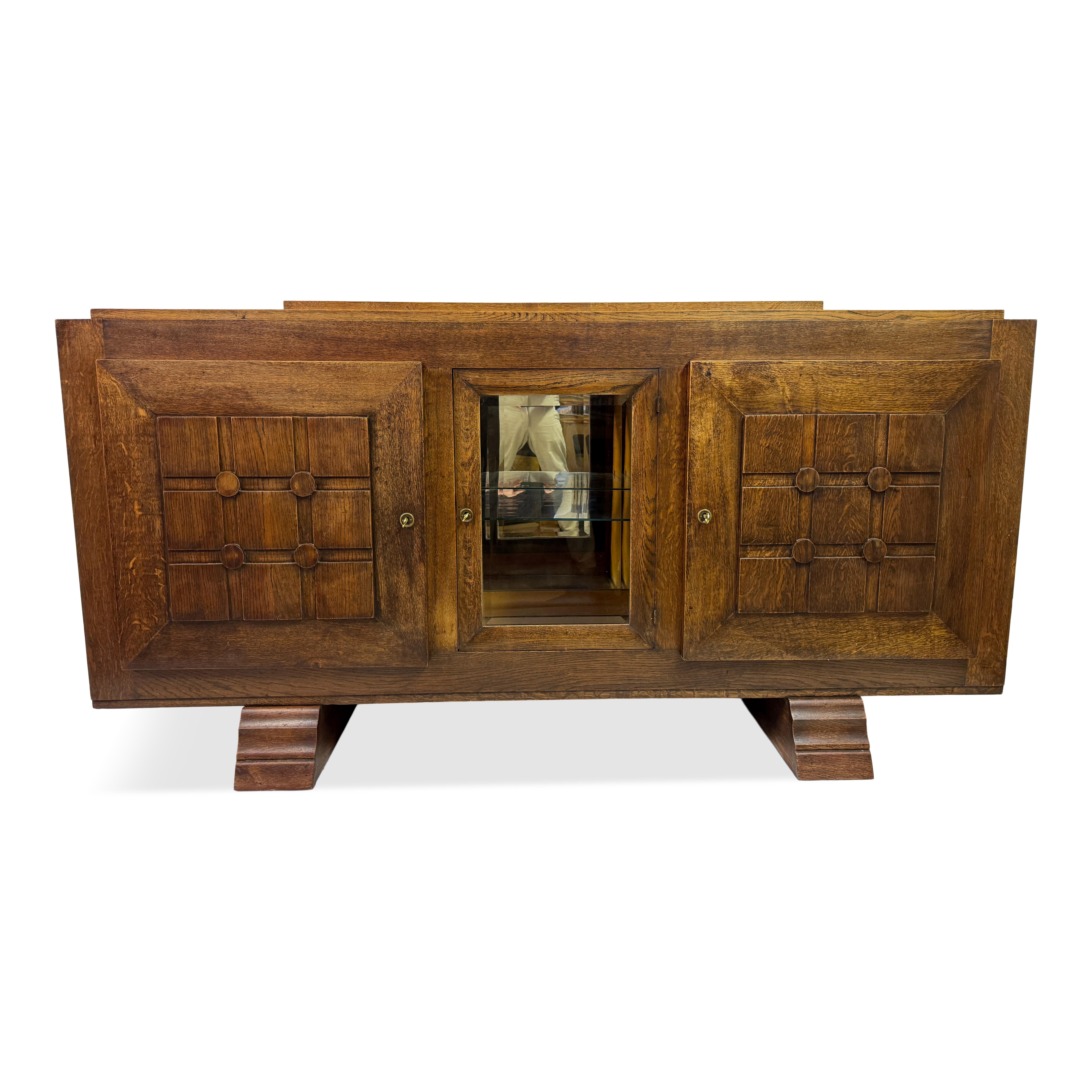 Mid-Century Modern 1930s French Oak Sideboard By Gaston Poisson For Sale