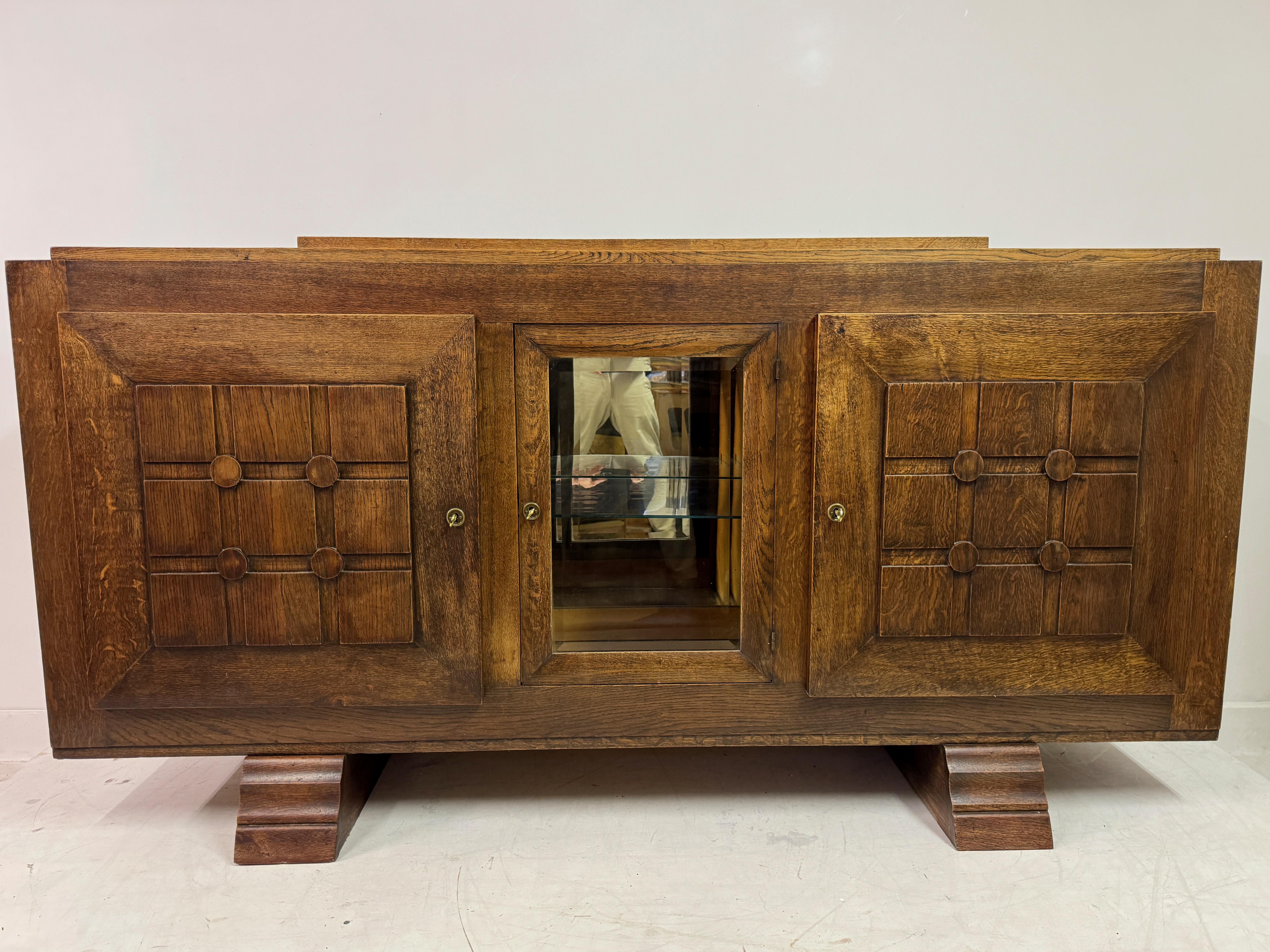 20th Century 1930s French Oak Sideboard By Gaston Poisson For Sale