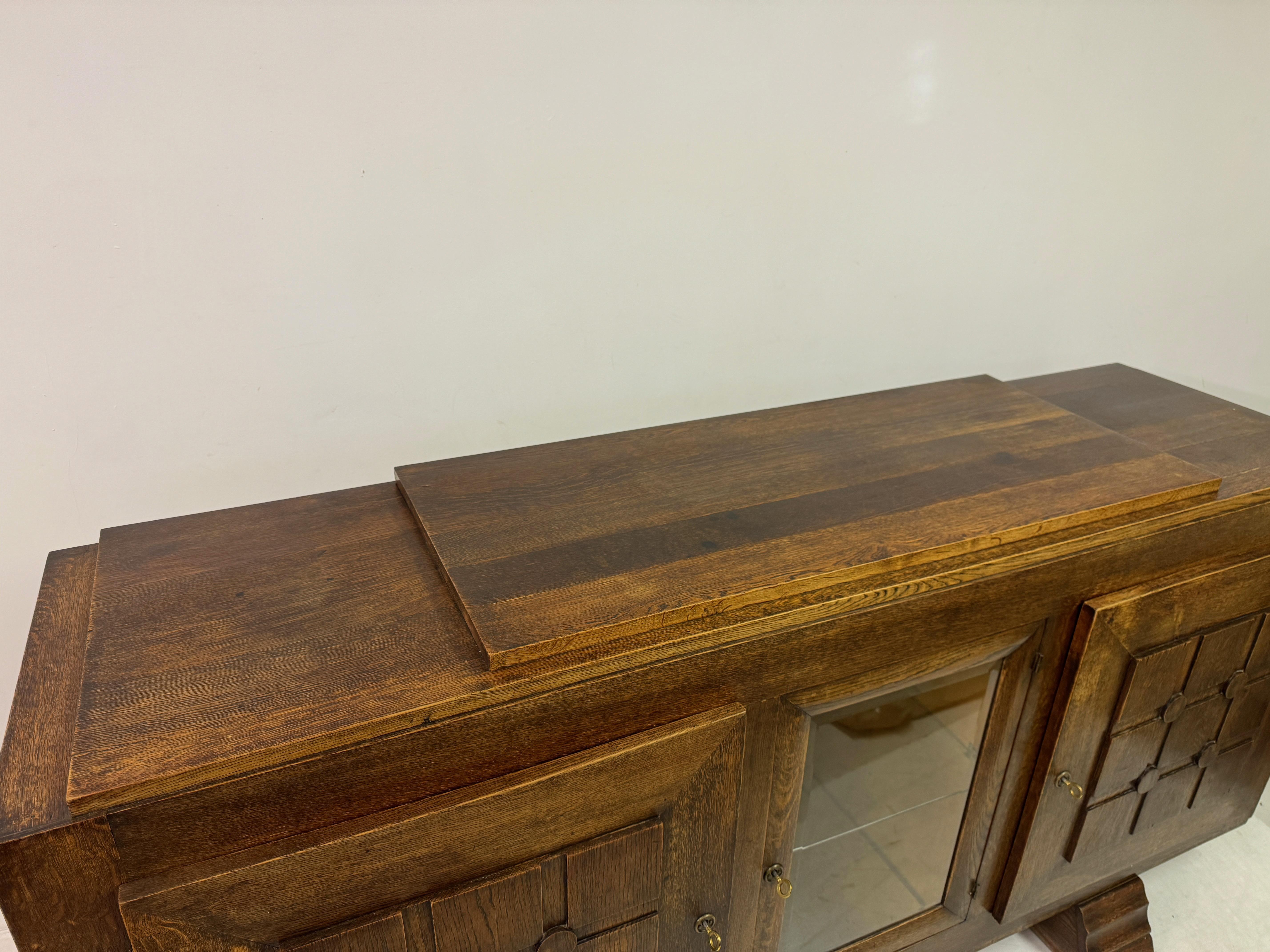 20th Century 1930s French Oak Sideboard By Gaston Poisson For Sale