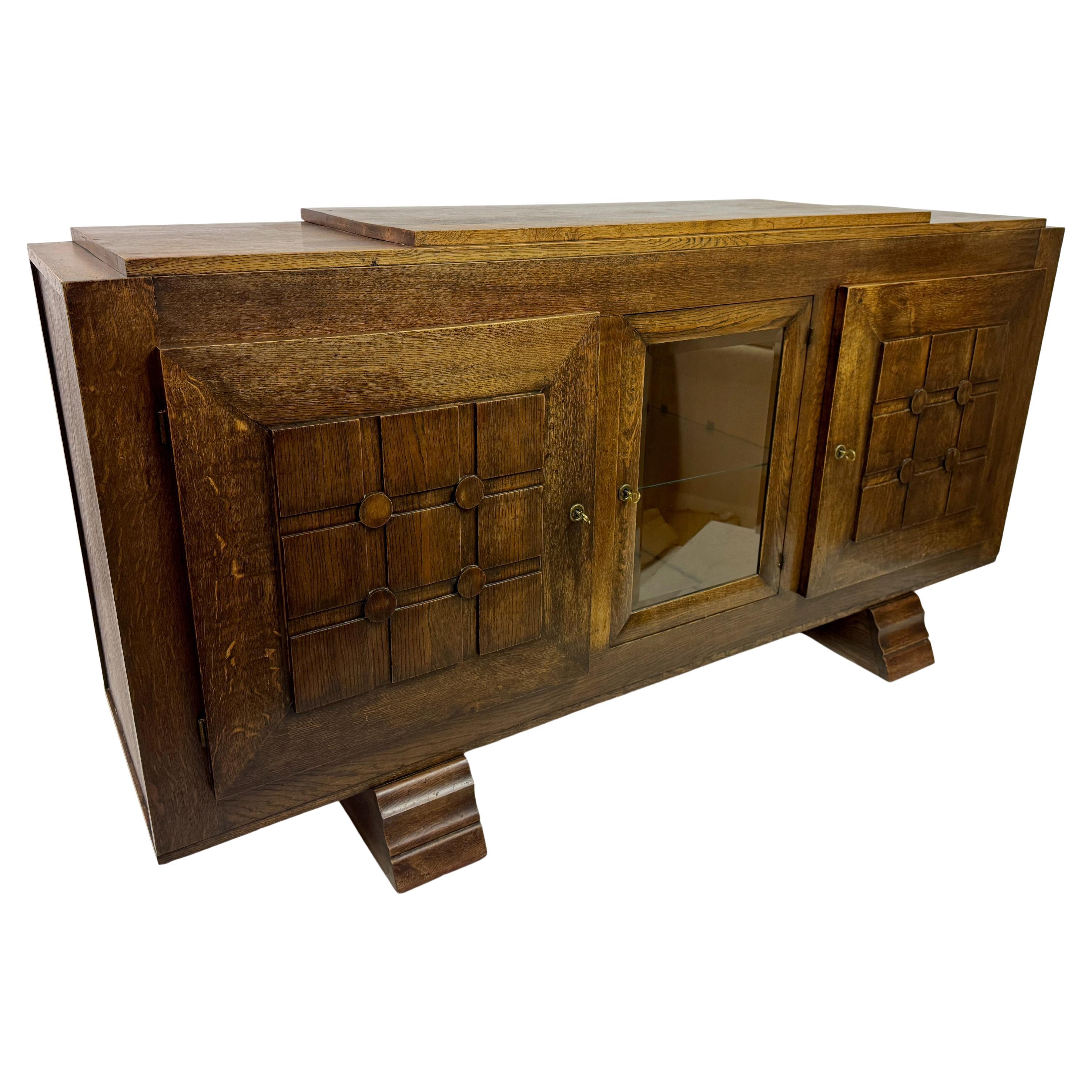 1930s French Oak Sideboard By Gaston Poisson For Sale