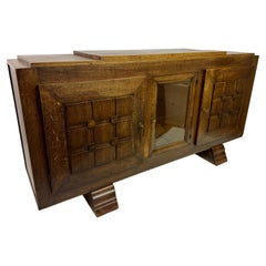 Antique 1930s French Oak Sideboard By Gaston Poisson