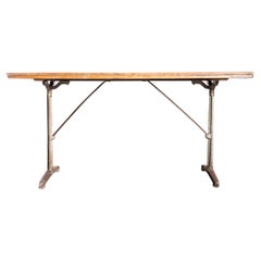 Tavolo da pranzo originale francese del 1930 con base in fusione Fischel (3585)