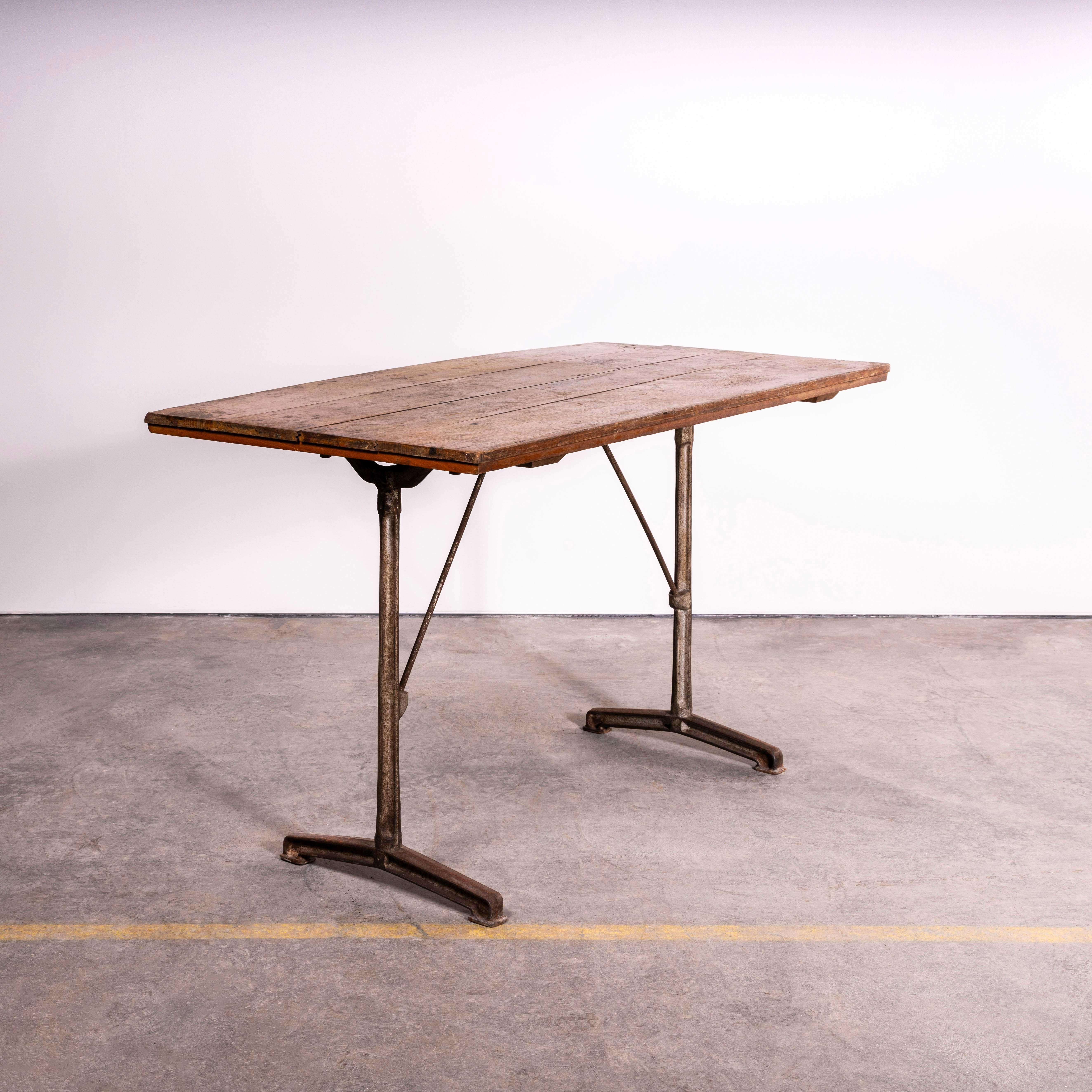 Iron 1930's French Original Cast Base Small Dining Table (3495) For Sale