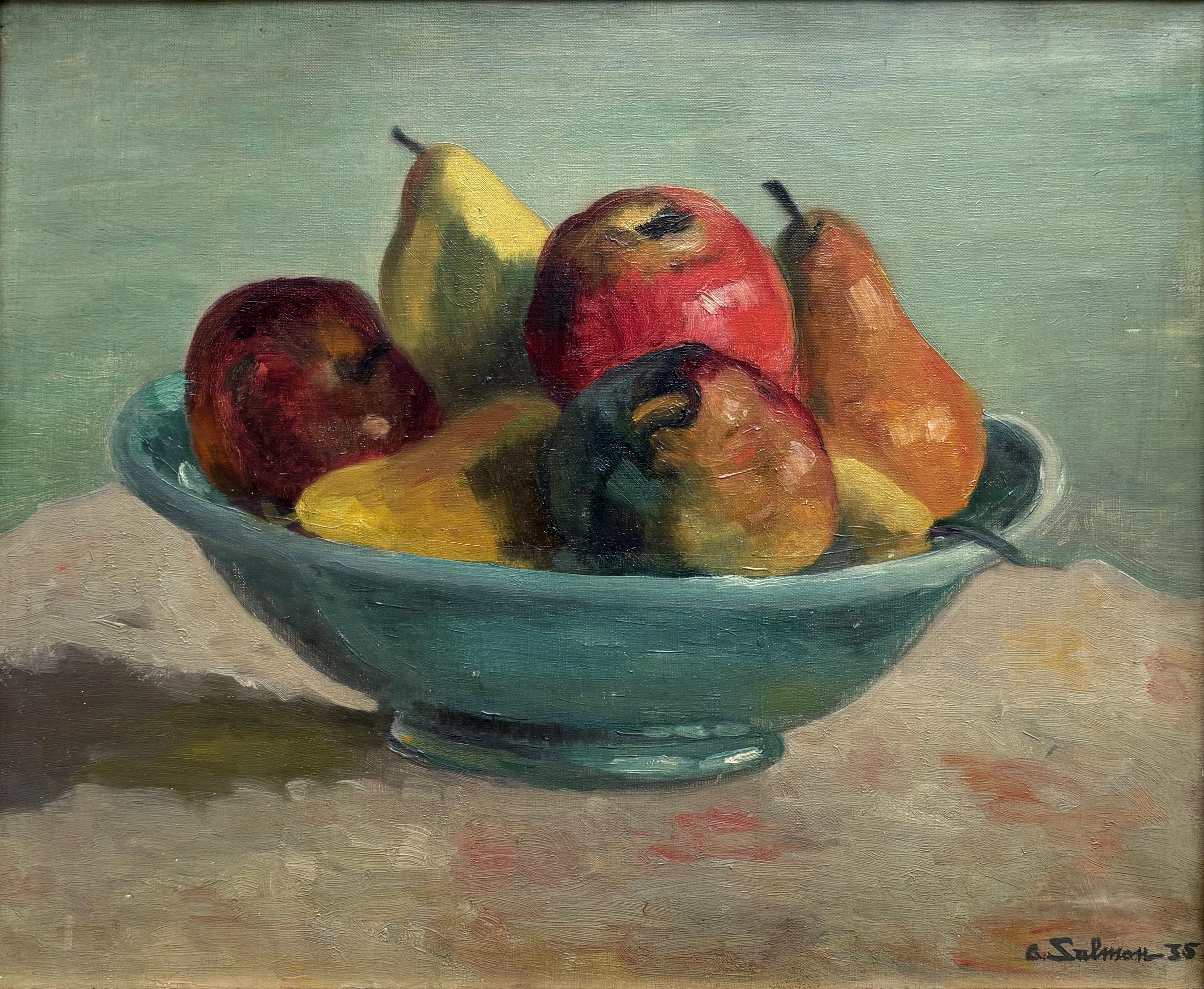 1930er Jahre Französisch Original Still-Leben Ölgemälde auf Leinwand von B. Salmon (Moderne) im Angebot