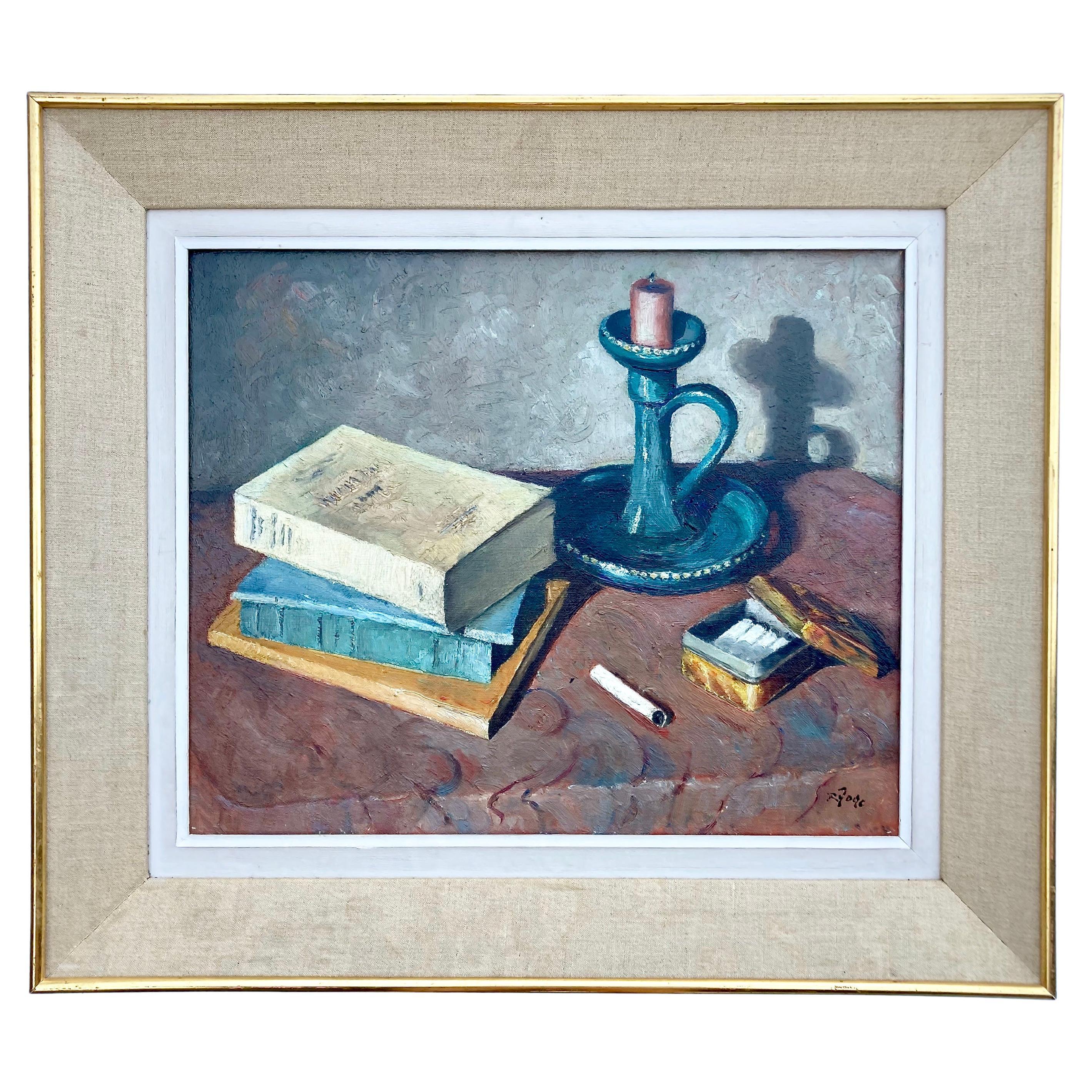 1930s French Original Still-Life on Stretched Canvas by Rodolphe Fogé  1890-1976 For Sale