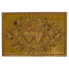 1930s French Ornately Embroidered Religious Motif Gilded Thread