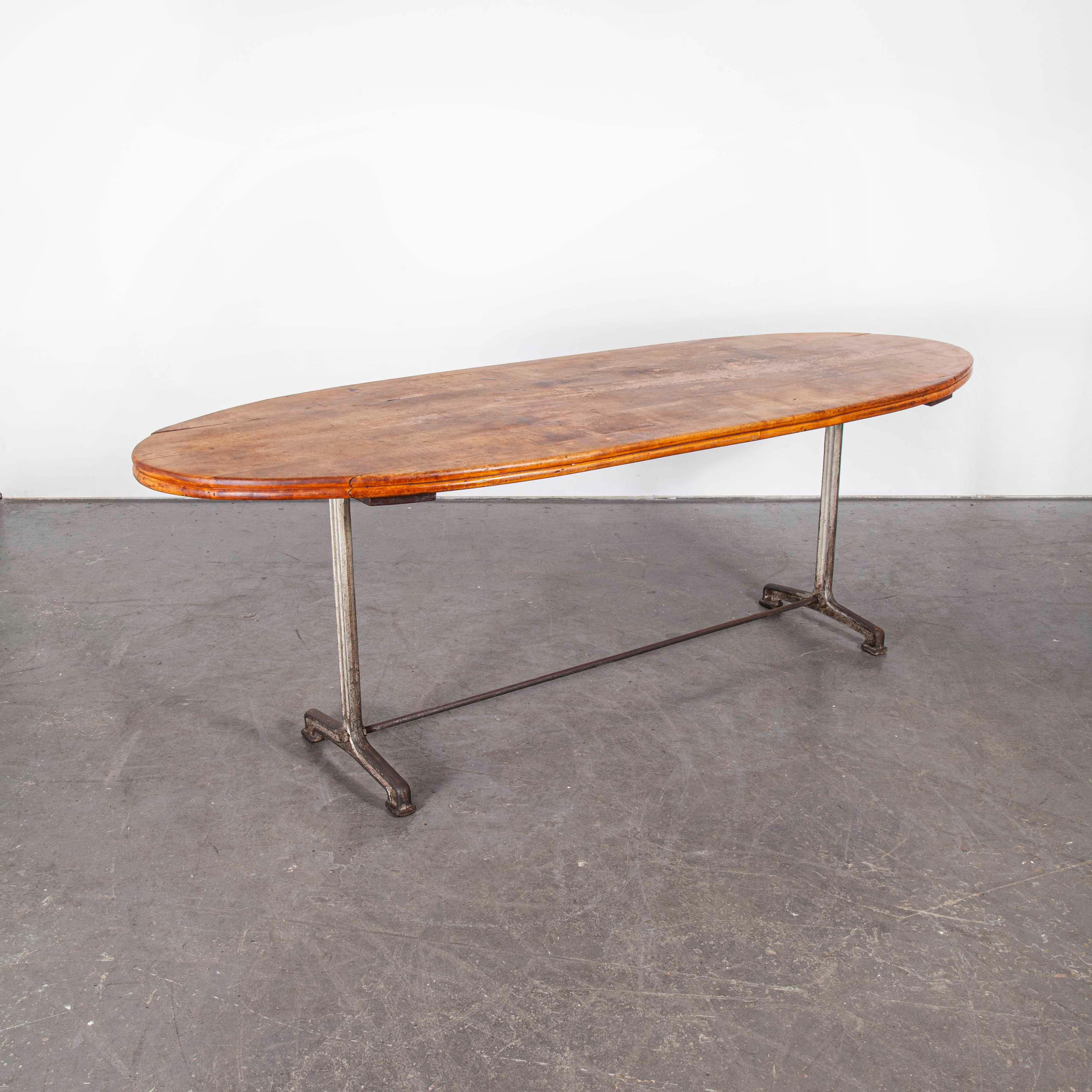 1930s French Oval Dining Table, Cast Iron Base 11