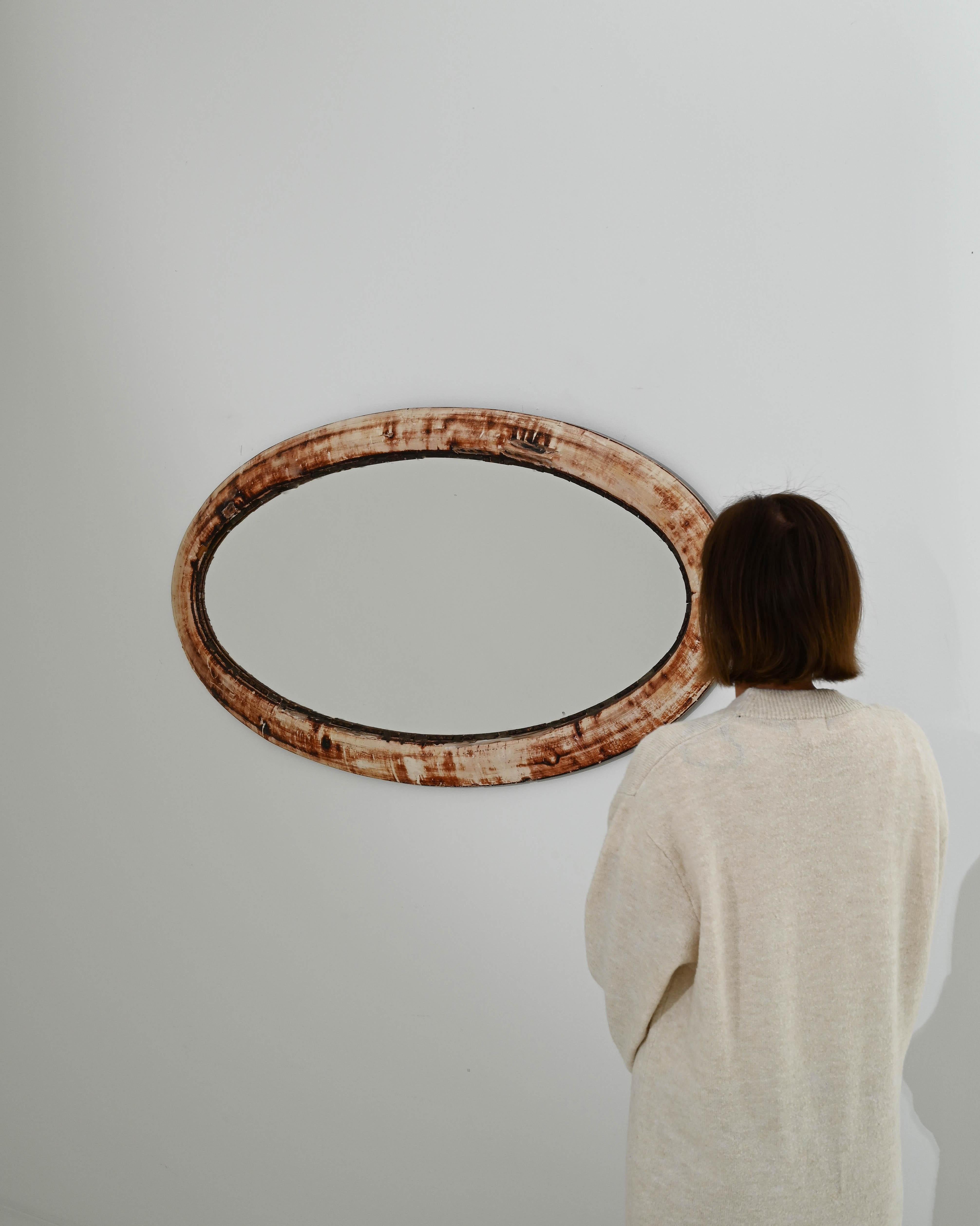 Mid-20th Century 1930s French Oval Wall Mirror For Sale