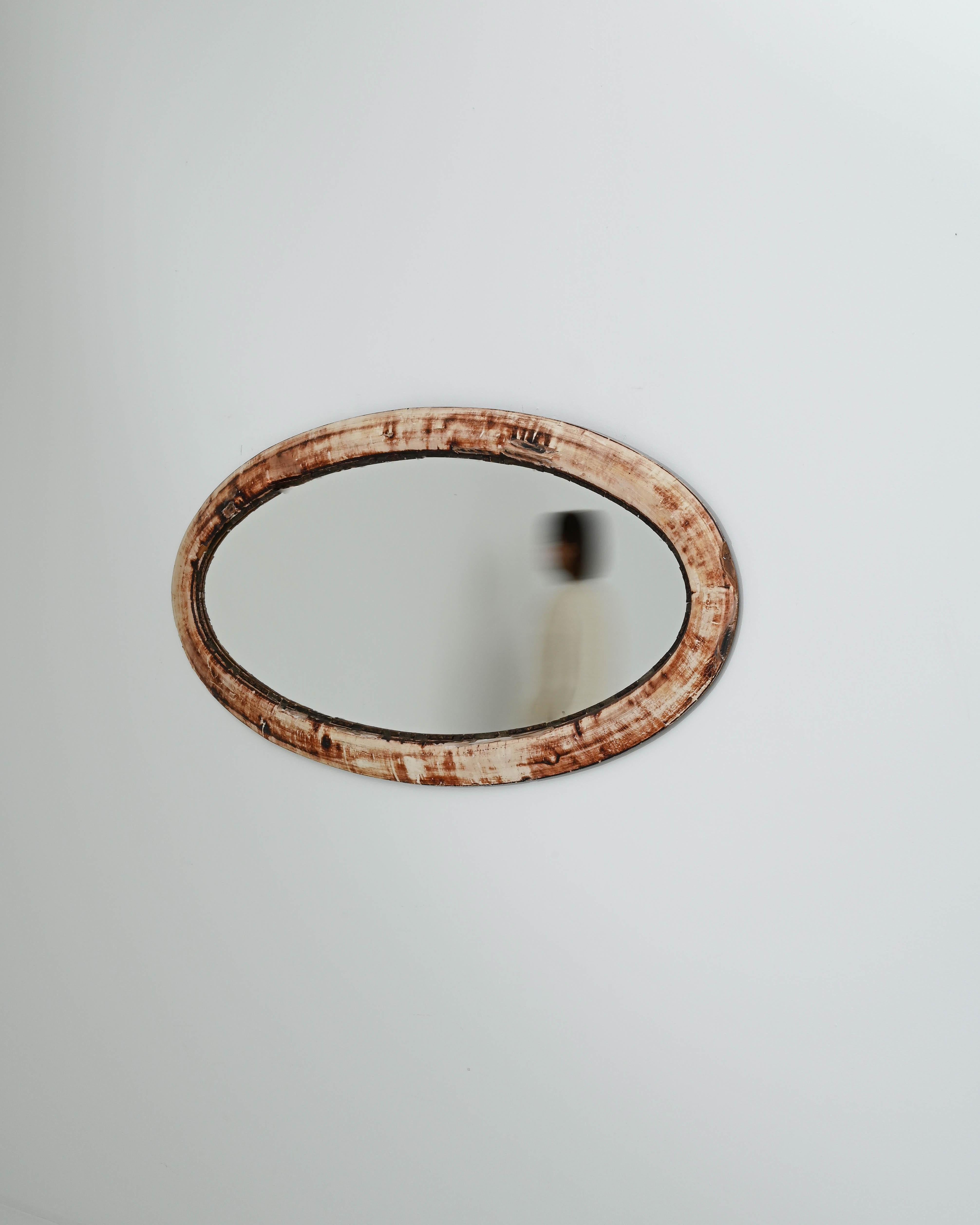 1930s French Oval Wall Mirror For Sale 1