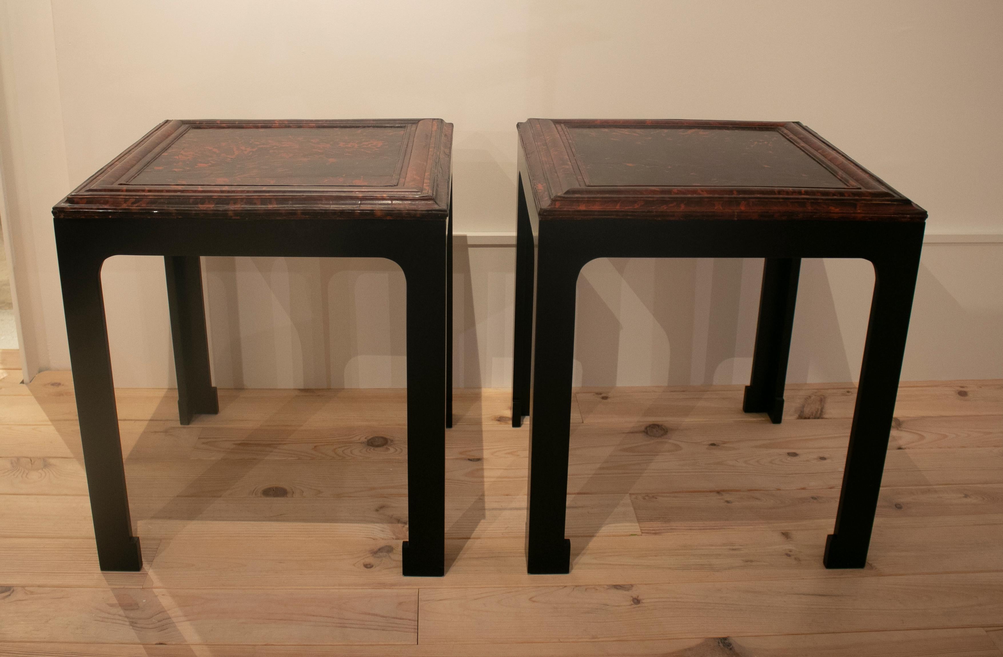 20th Century 1930s French Pair of Carey Tortoise Shell Side Tables