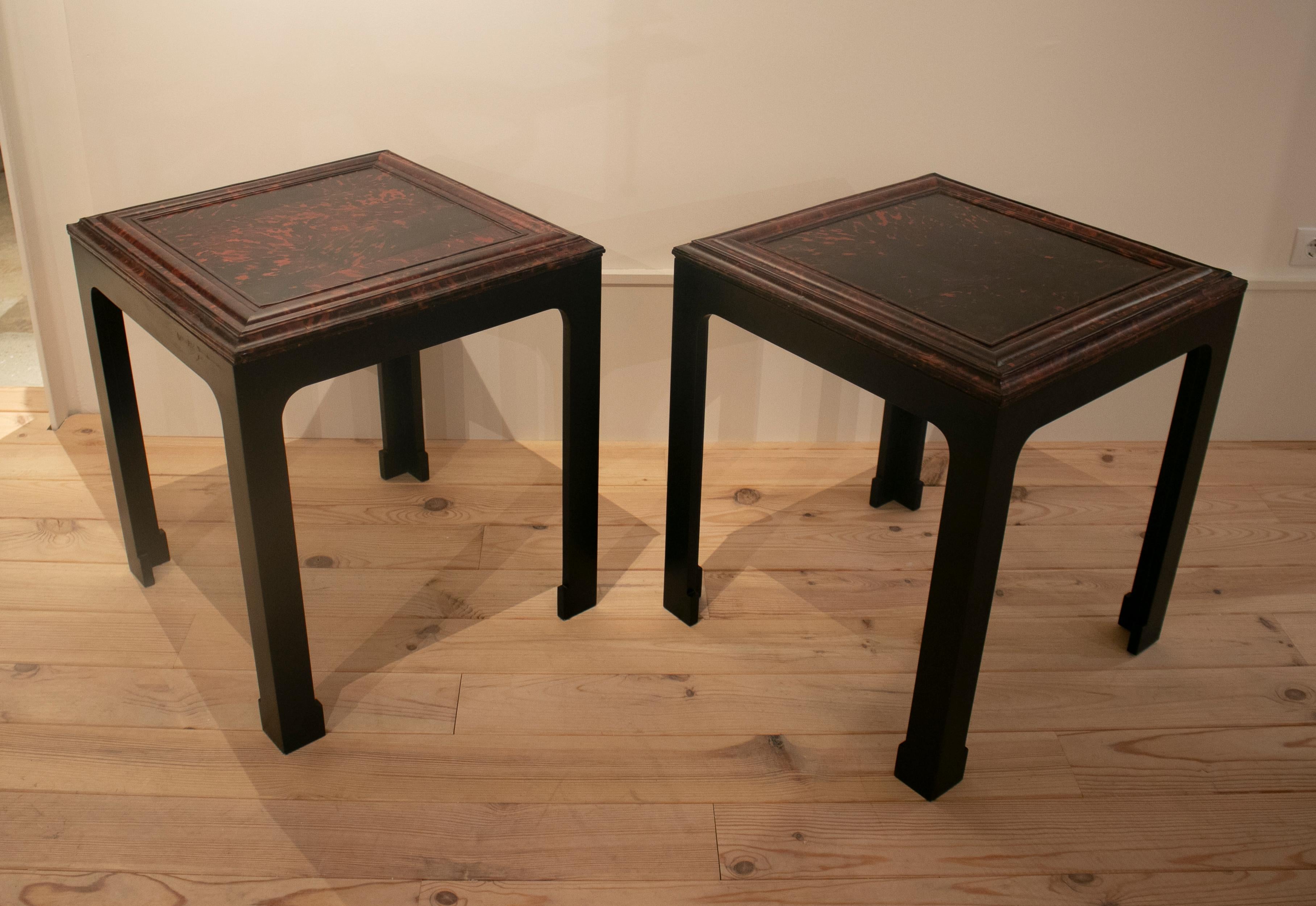 1930s French Pair of Carey Tortoise Shell Side Tables 1