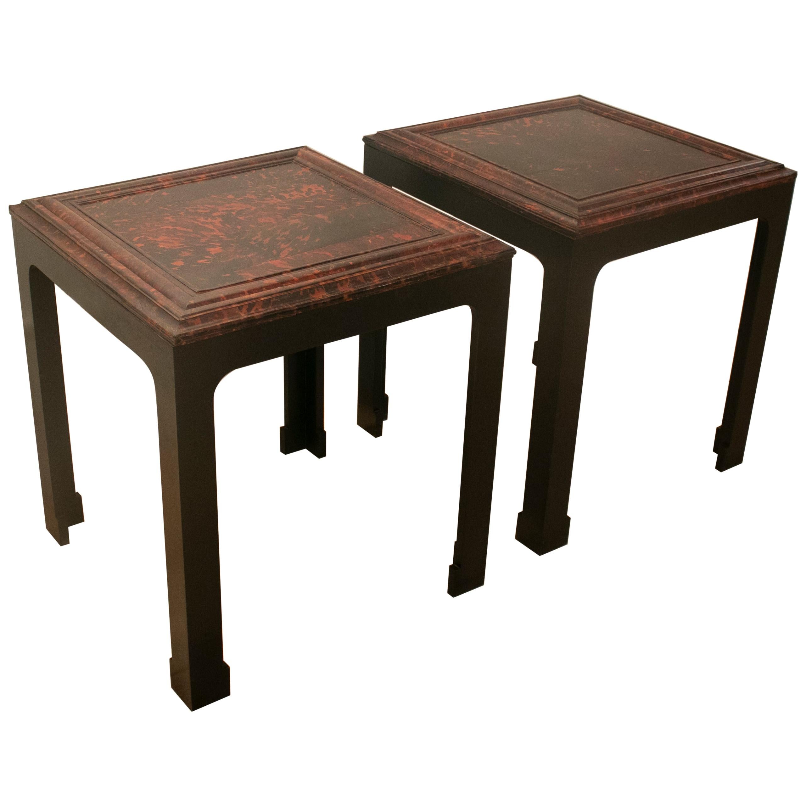 1930s French Pair of Carey Tortoise Shell Side Tables
