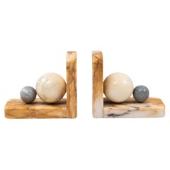 1930s French Pair of Marble Bookends